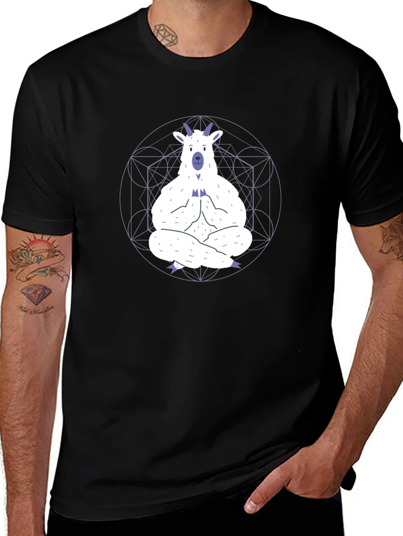 Variant 16 of Meditating Goat Graphic Tee - Black