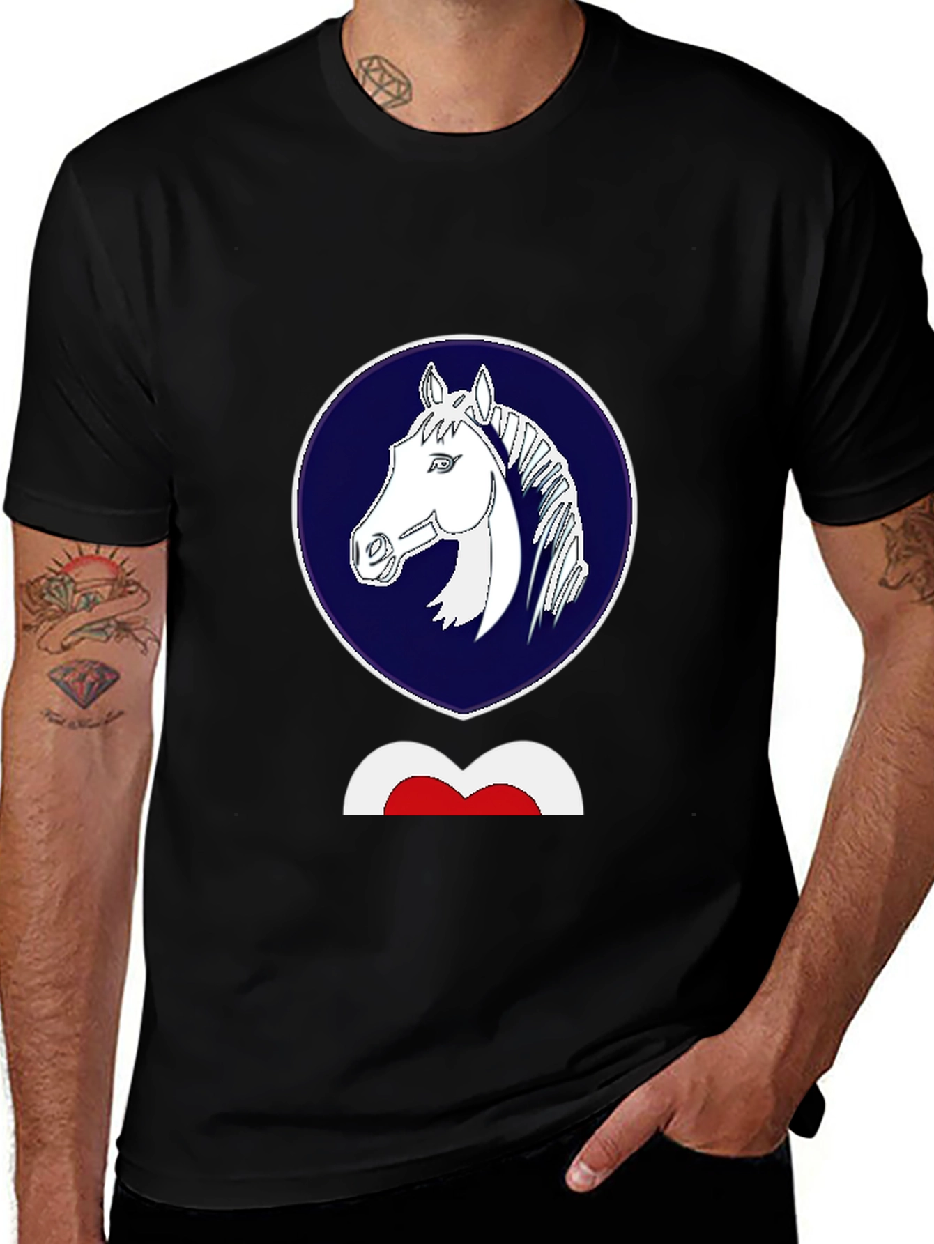 Horse Emblem Black T-Shirt