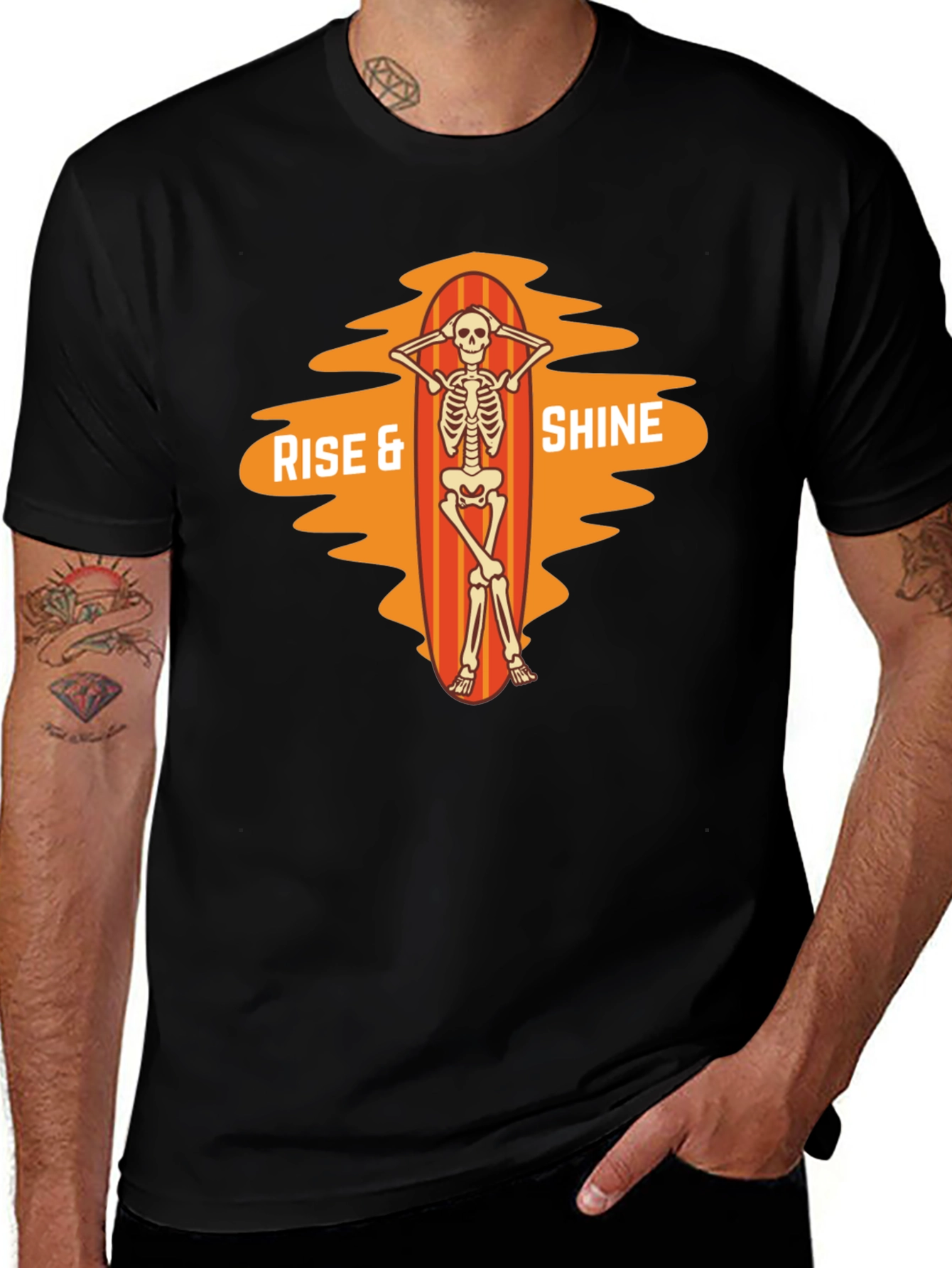 Variant 15 of Rise & Shine Skeleton Surfer Graphic Tee