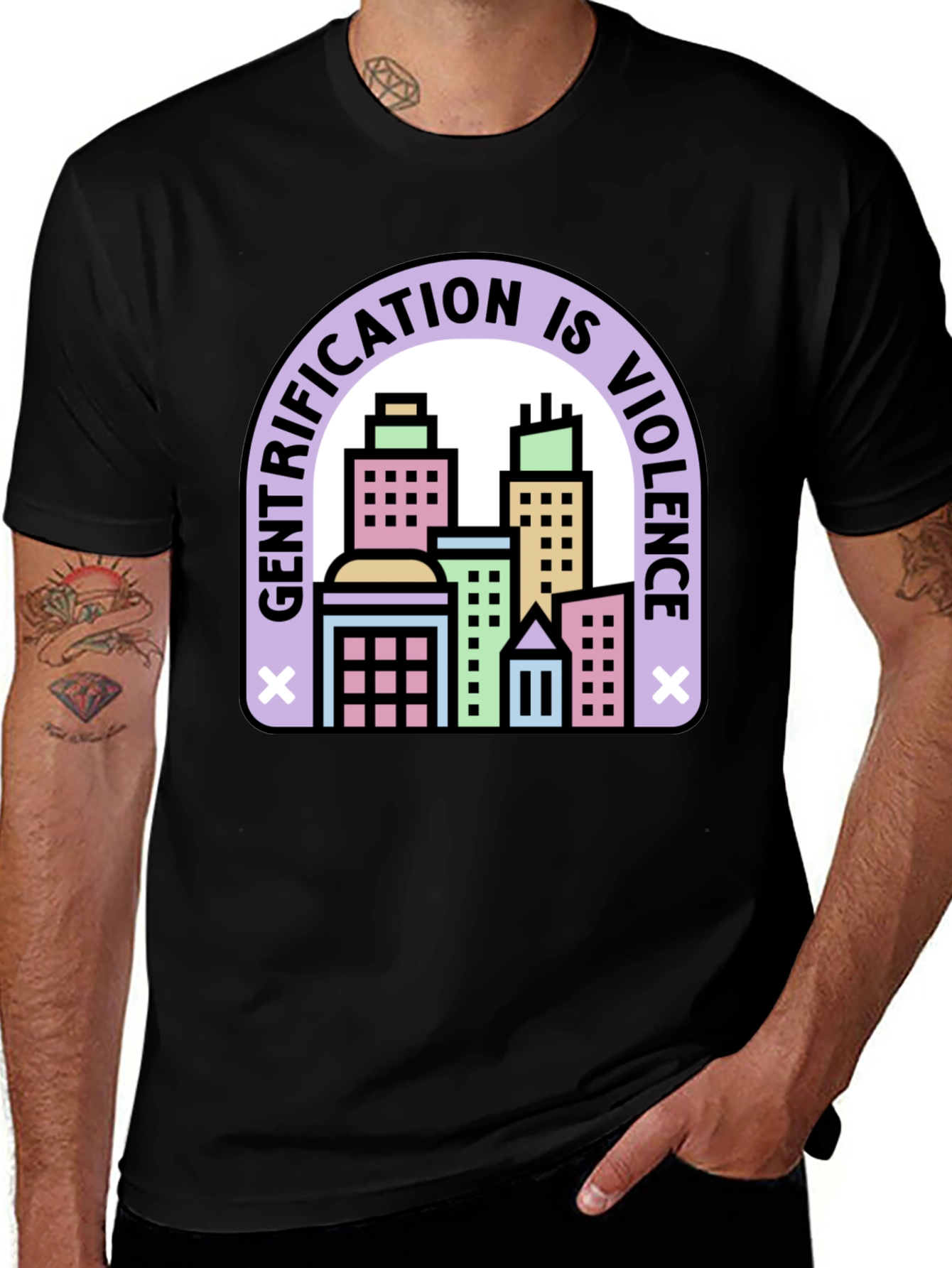 Variant 25 of Gentrification is Violence Graphic Tee - Black