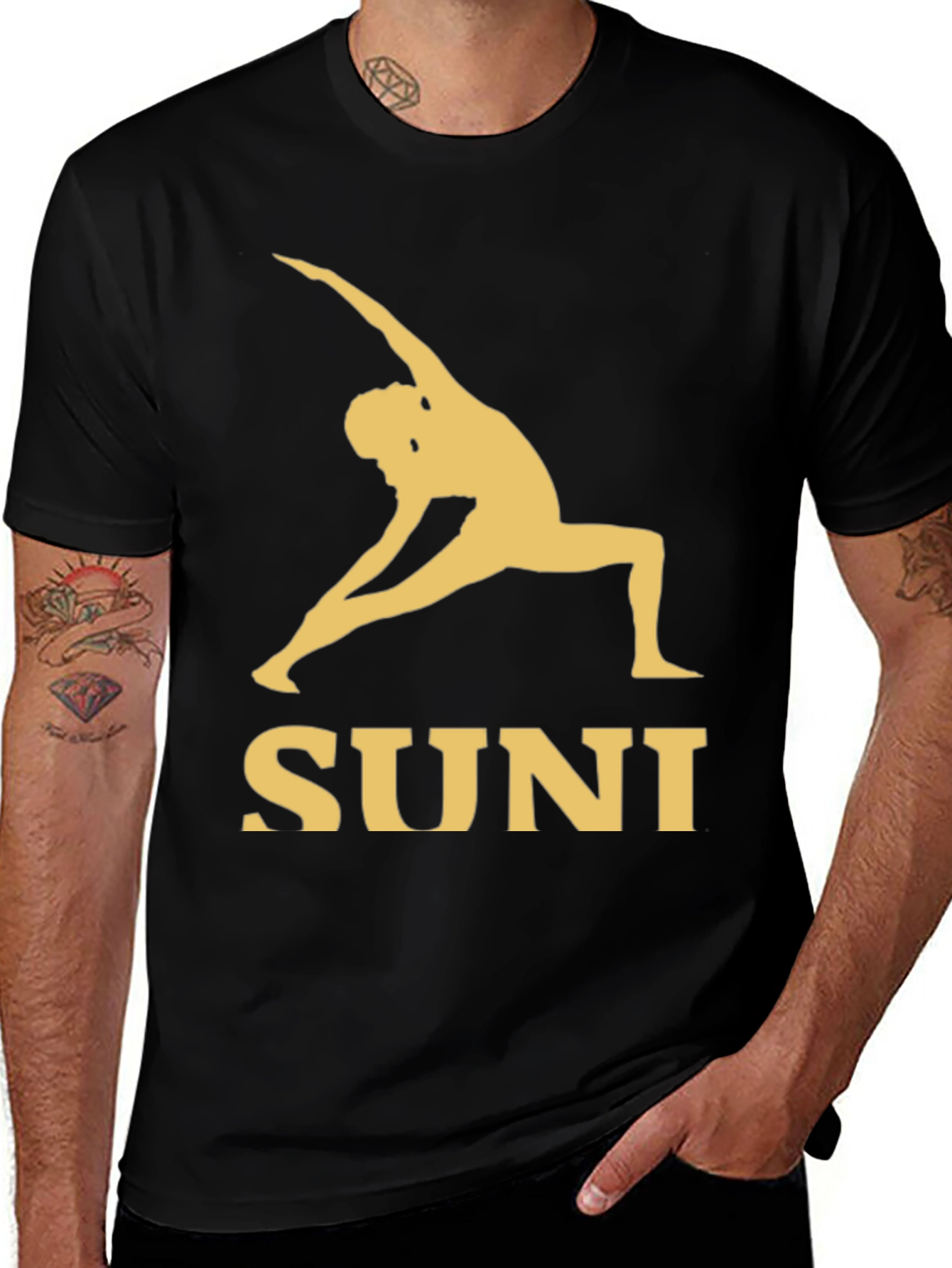 Variant 25 of SUNI Yoga T-Shirt - Black Cotton Blend