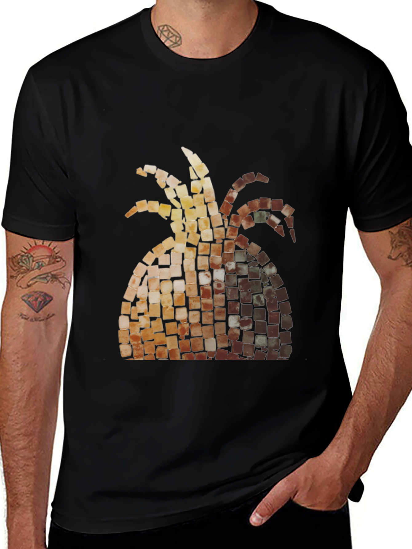 Variant 5 of Mosaic Pineapple Graphic Tee - Black