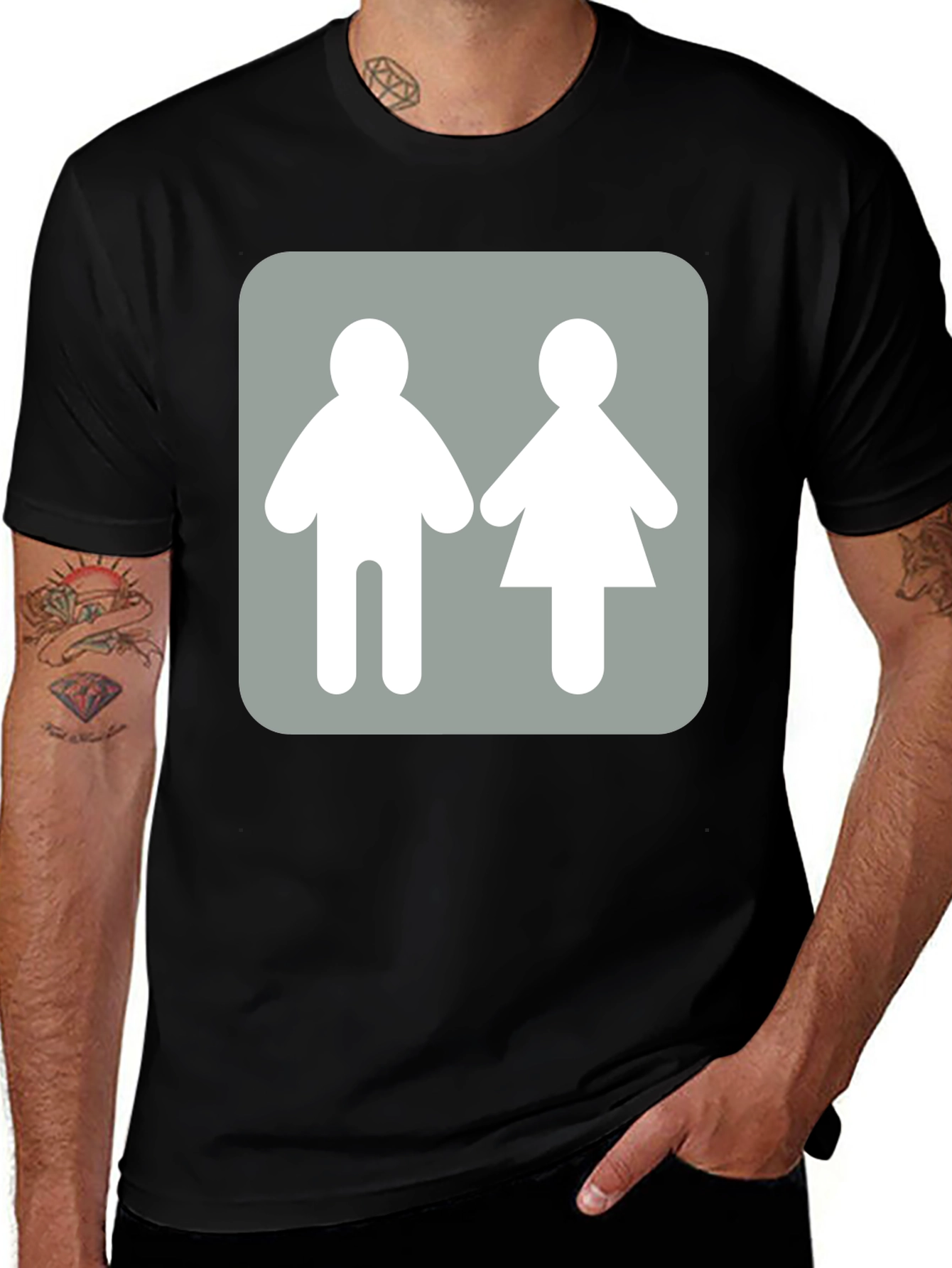 Variant 18 of Unisex Bathroom Sign Graphic Tee