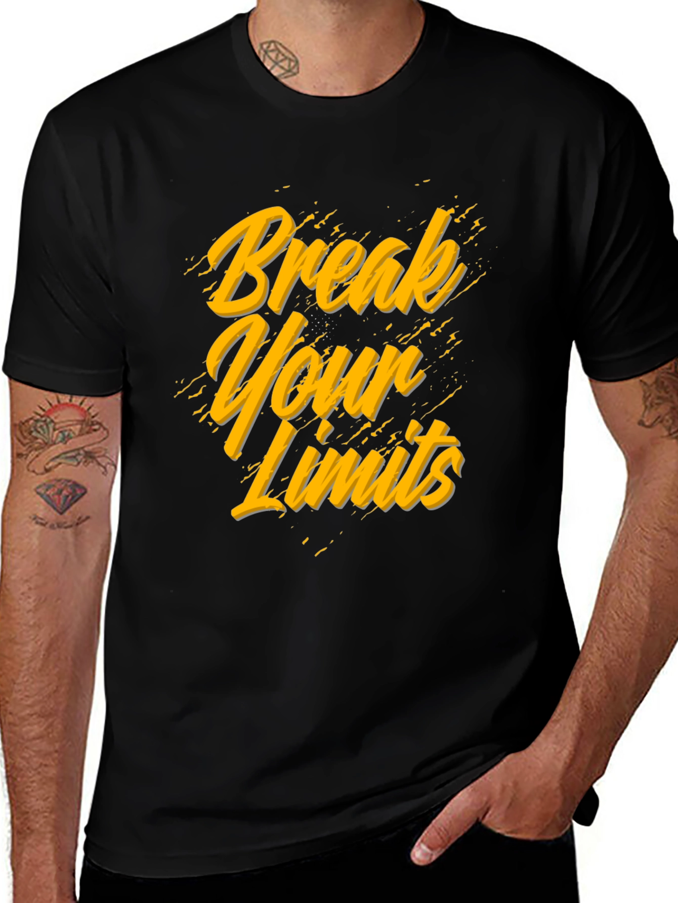 Variant 16 of Break Your Limits Black Graphic Tee for Men