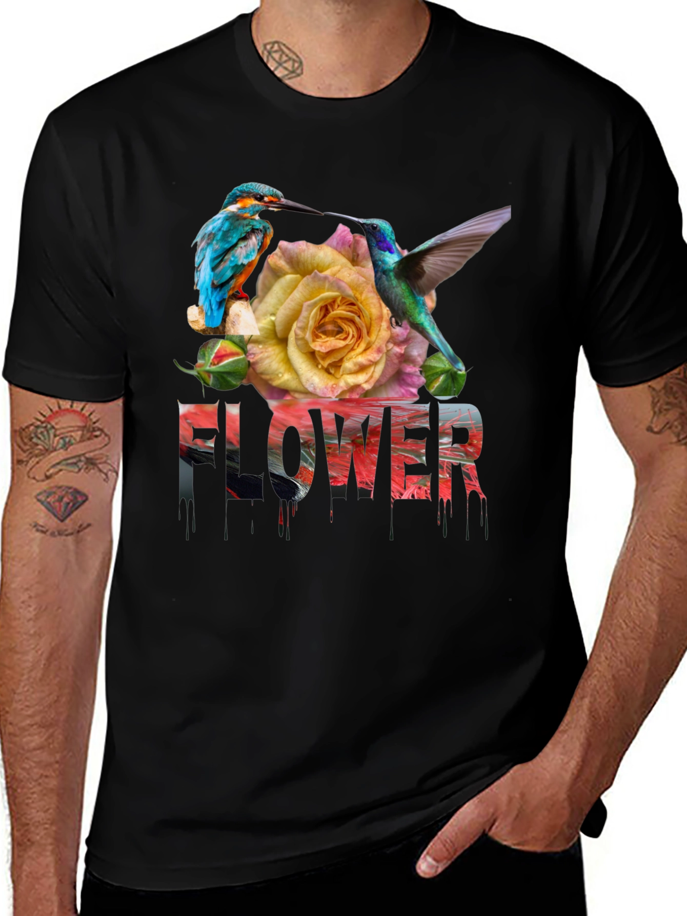 Variant 13 of Floral Bird Graphic Print T-Shirt
