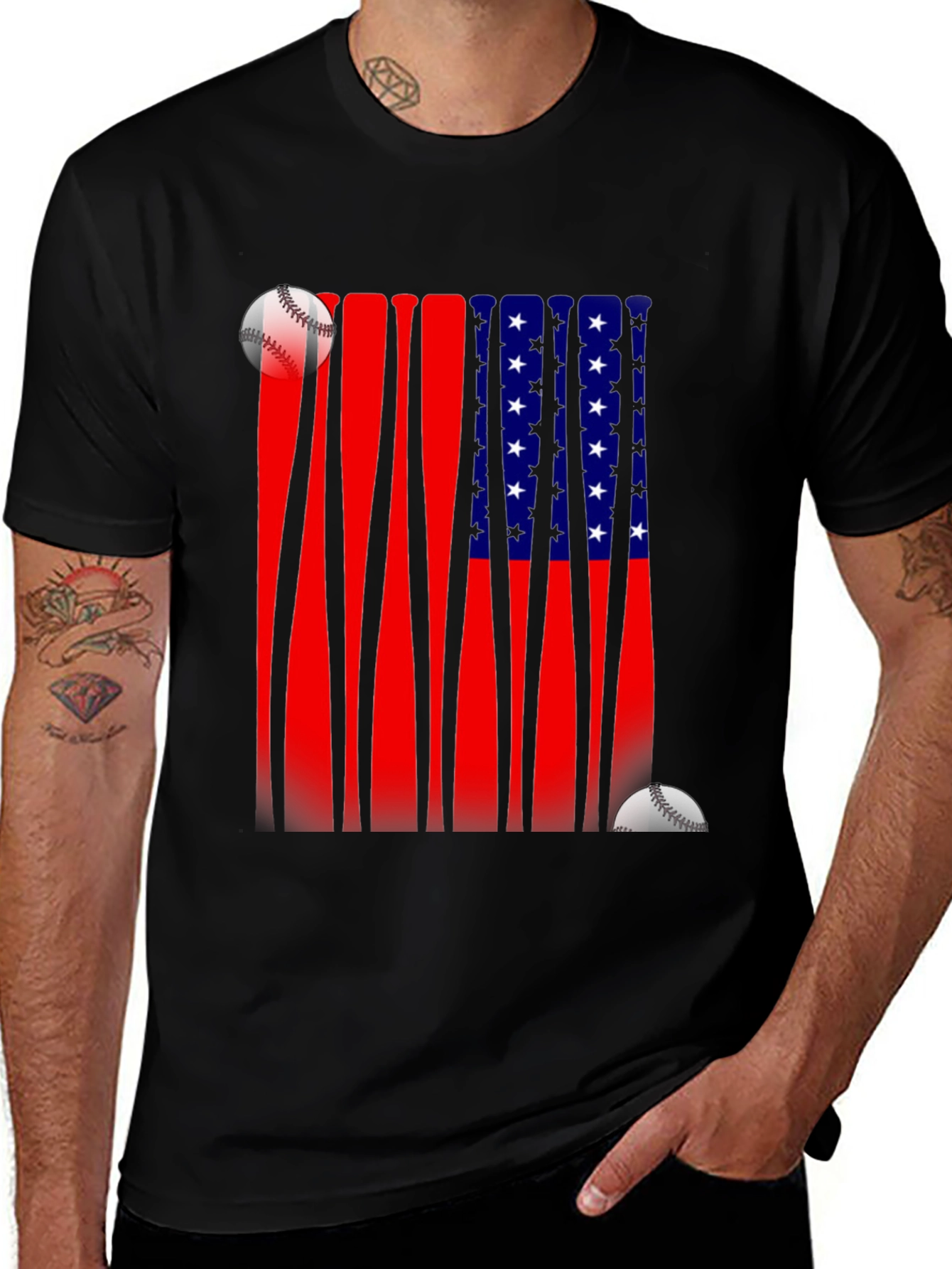 Variant 27 of Patriotic Baseball Bat Flag T-Shirt