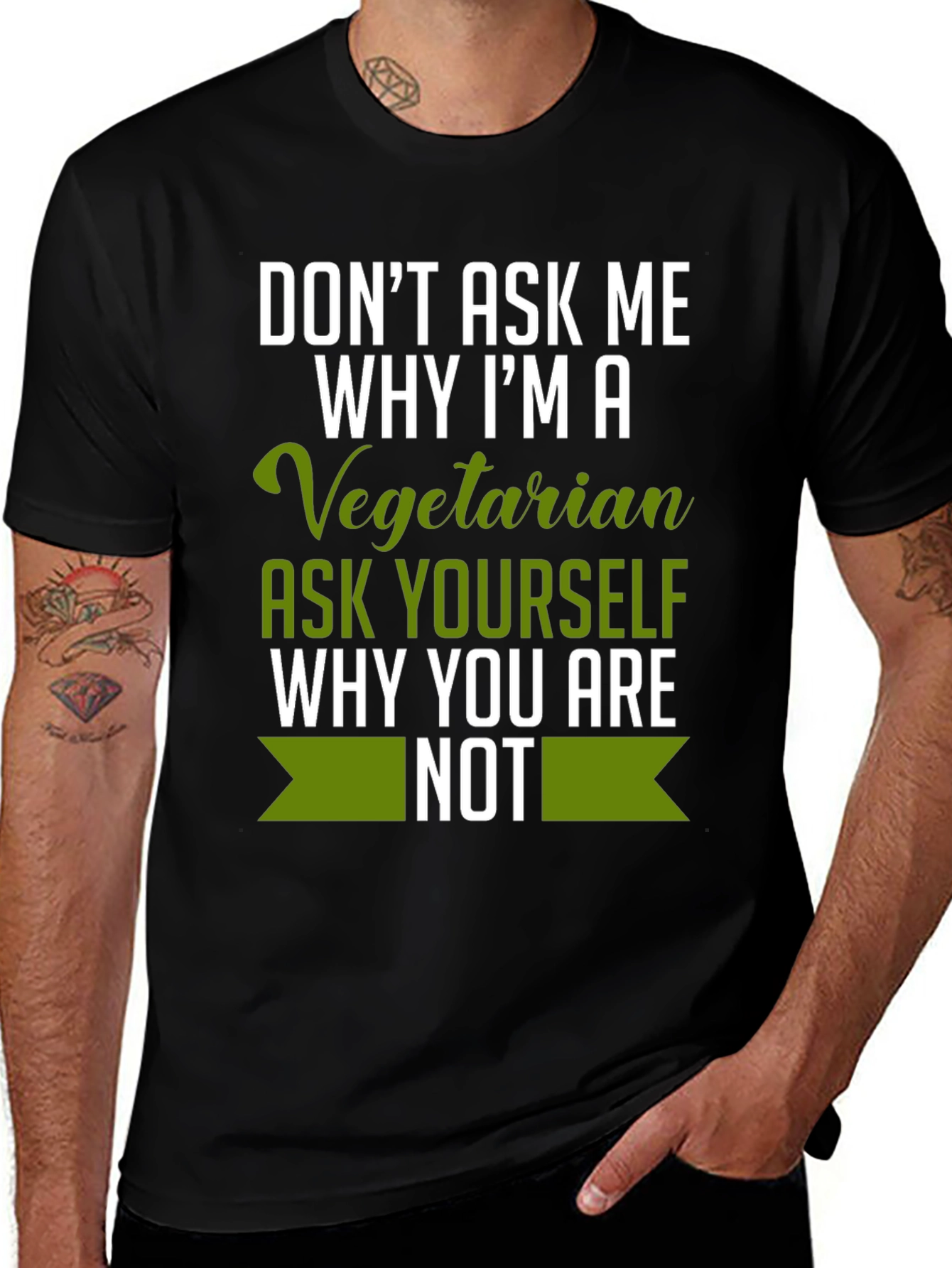 Variant 30 of Vegetarian T-Shirt - Ask Yourself Why Not!