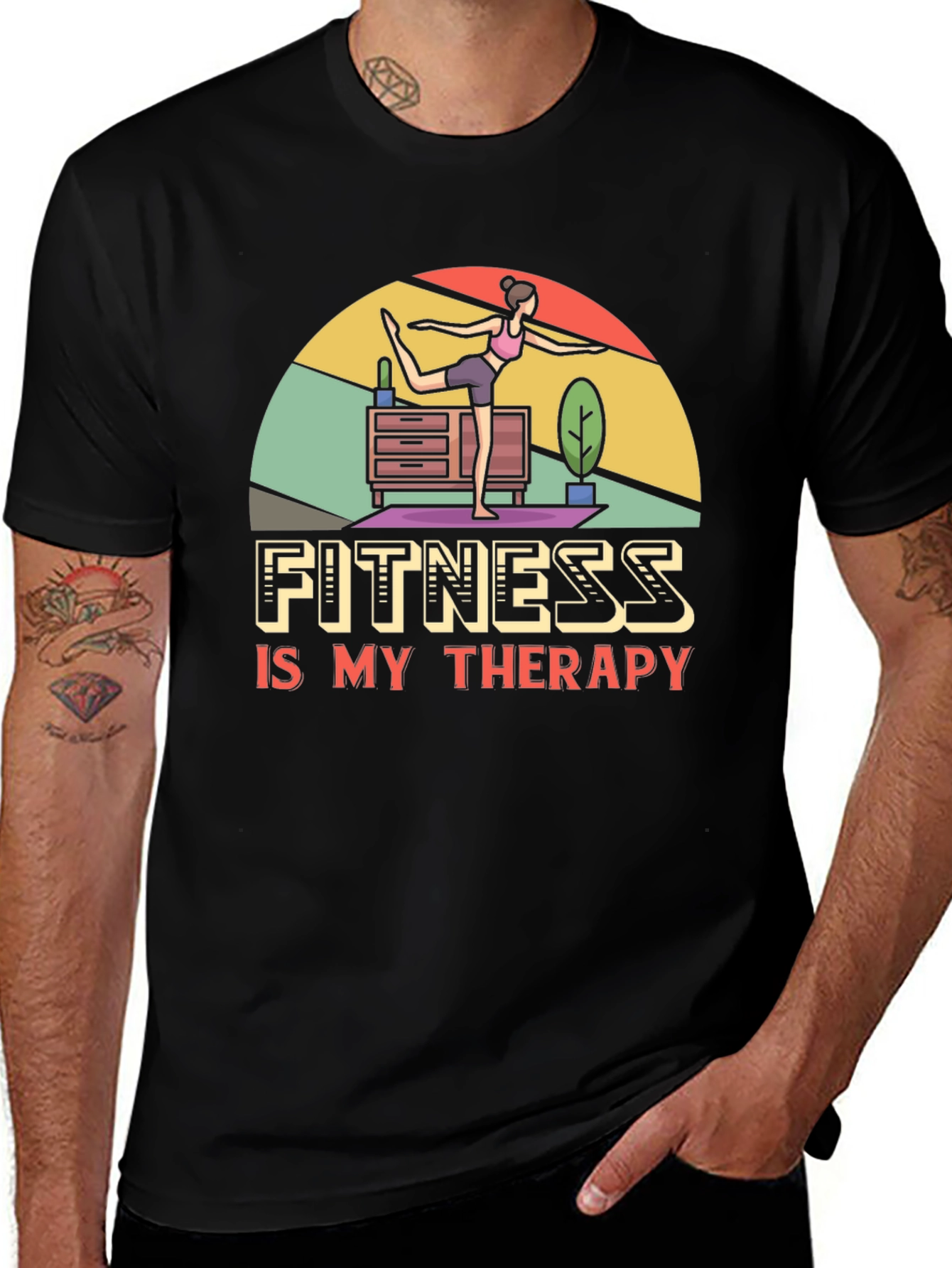Variant 3 of Fitness is My Therapy Graphic Tee - Black