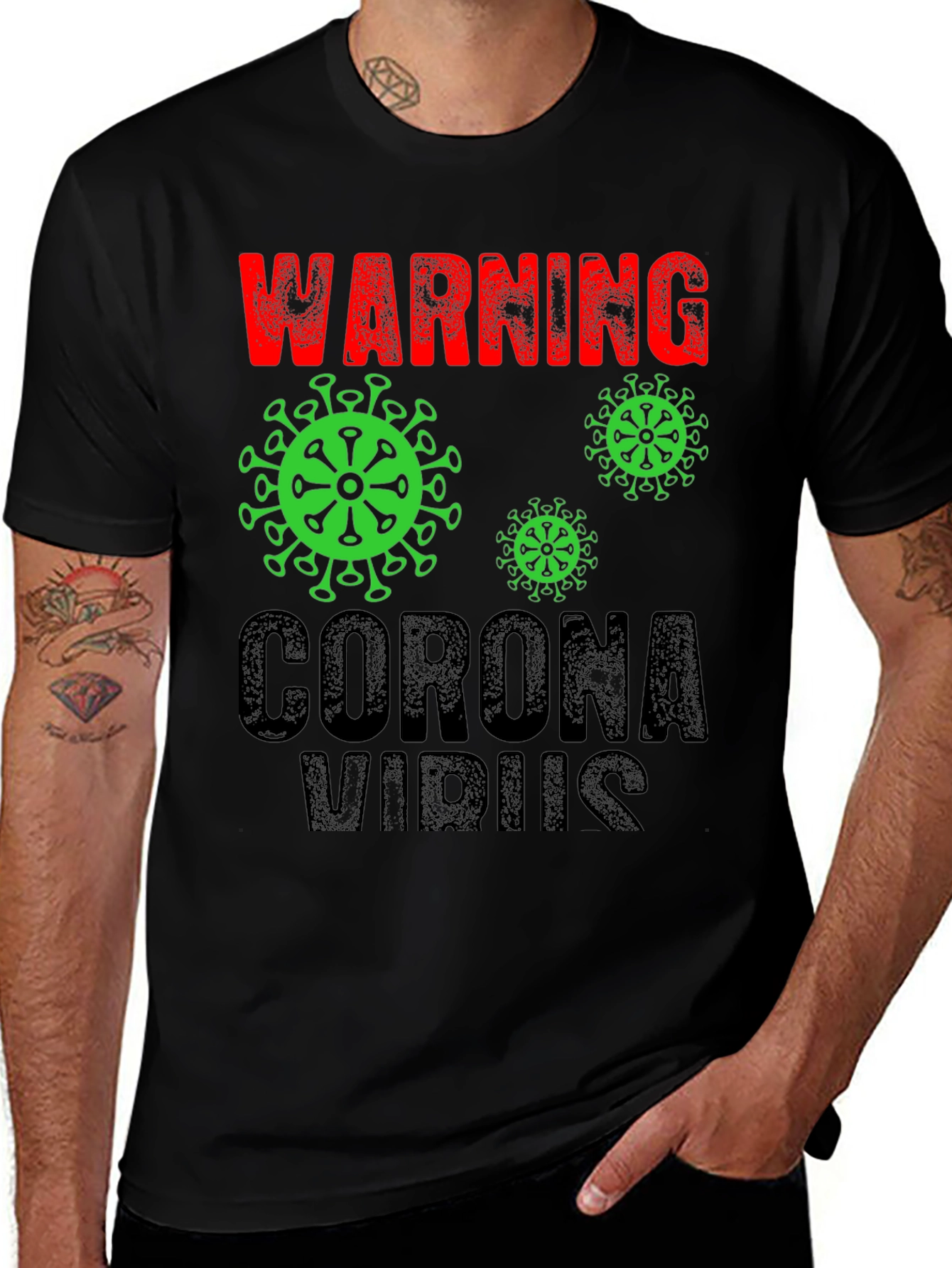 Variant 26 of Warning Coronavirus Graphic Tee - Black