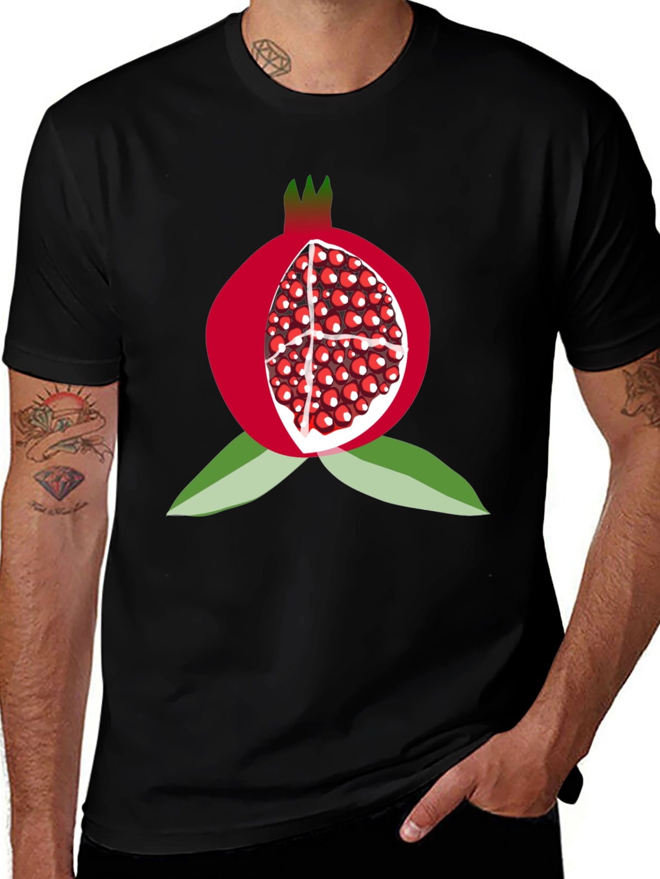 Variant 29 of Pomegranate Graphic Tee - Fruit Lover's Black T-Shirt