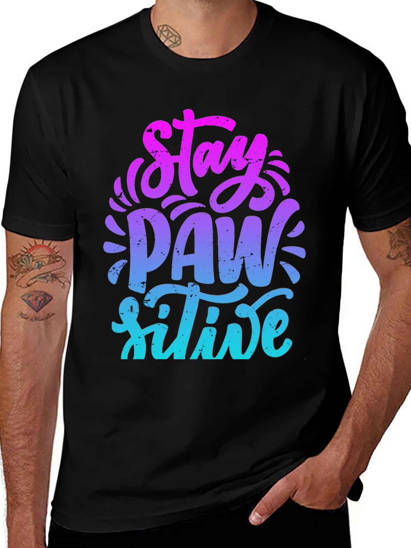 Variant 4 of Stay PAW-sitive Graphic Tee - Trendy Comfort