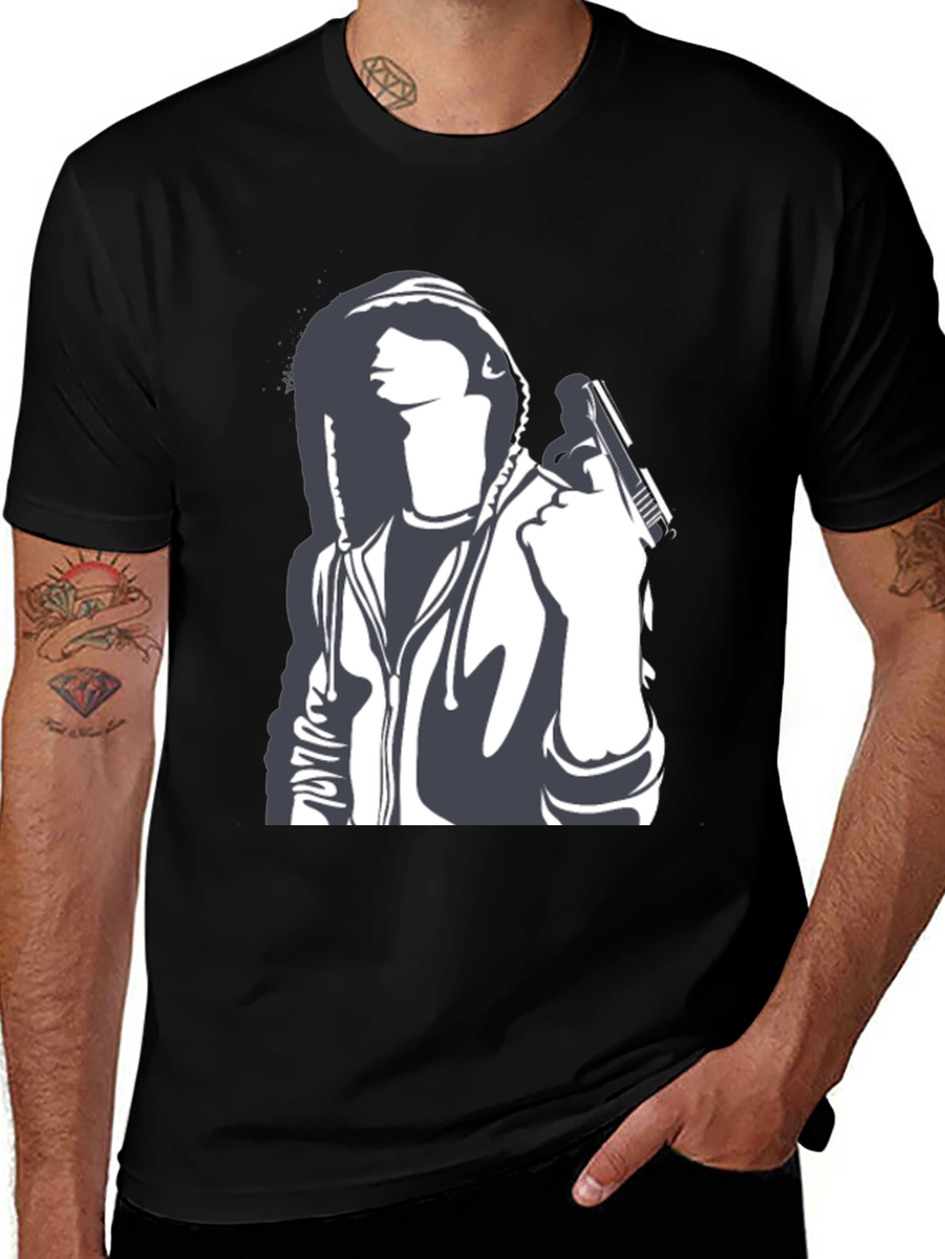Variant 24 of Gun Graphic Black T-Shirt