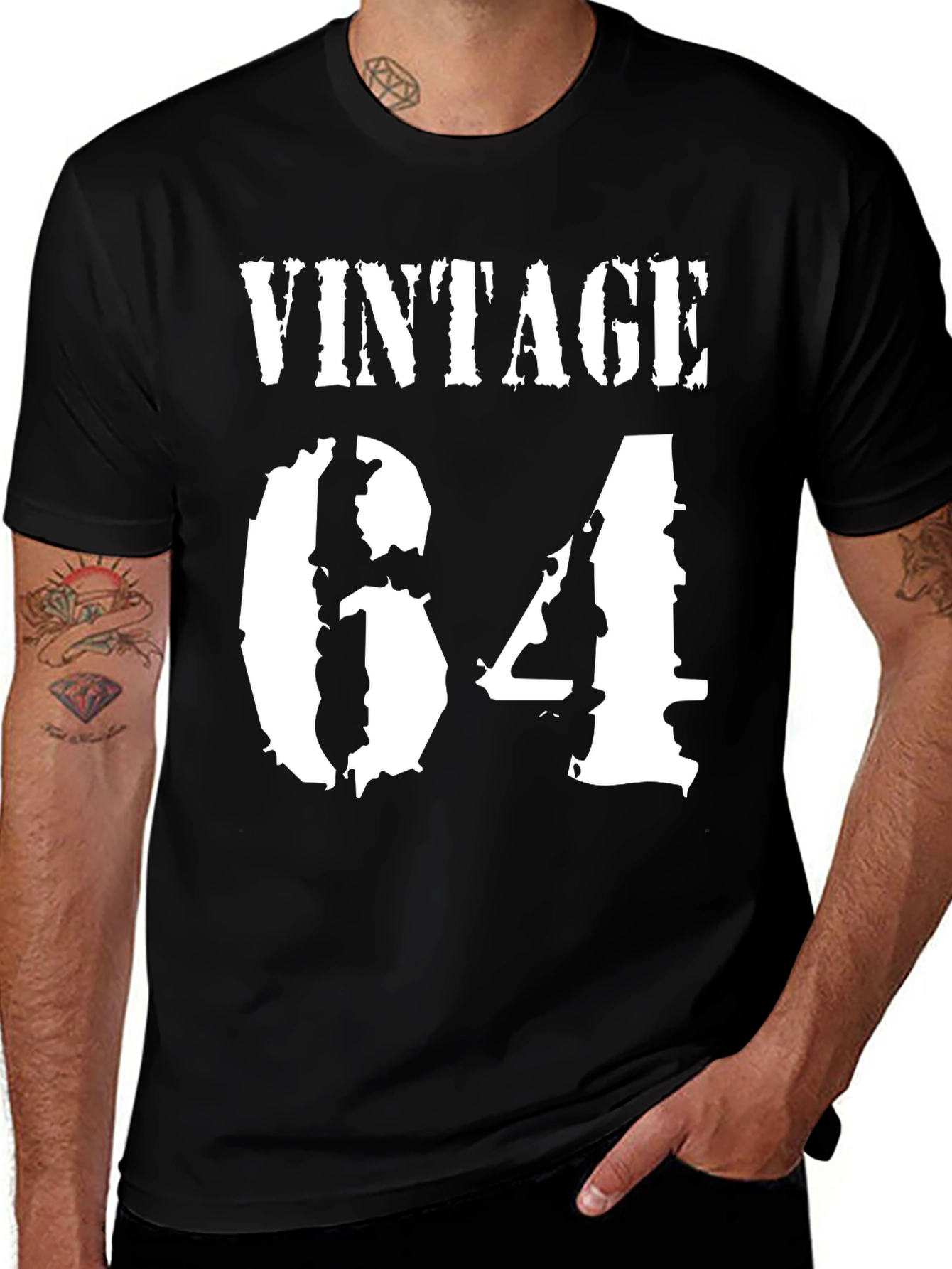 Variant 25 of Vintage 64 Graphic Tee - Black Cotton Blend T-Shirt