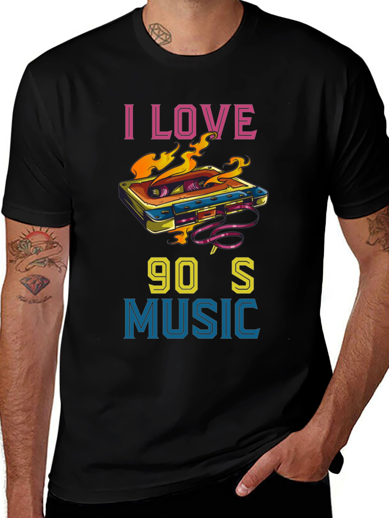 Variant 4 of I Love 90s Music Cassette Tape Graphic T-Shirt