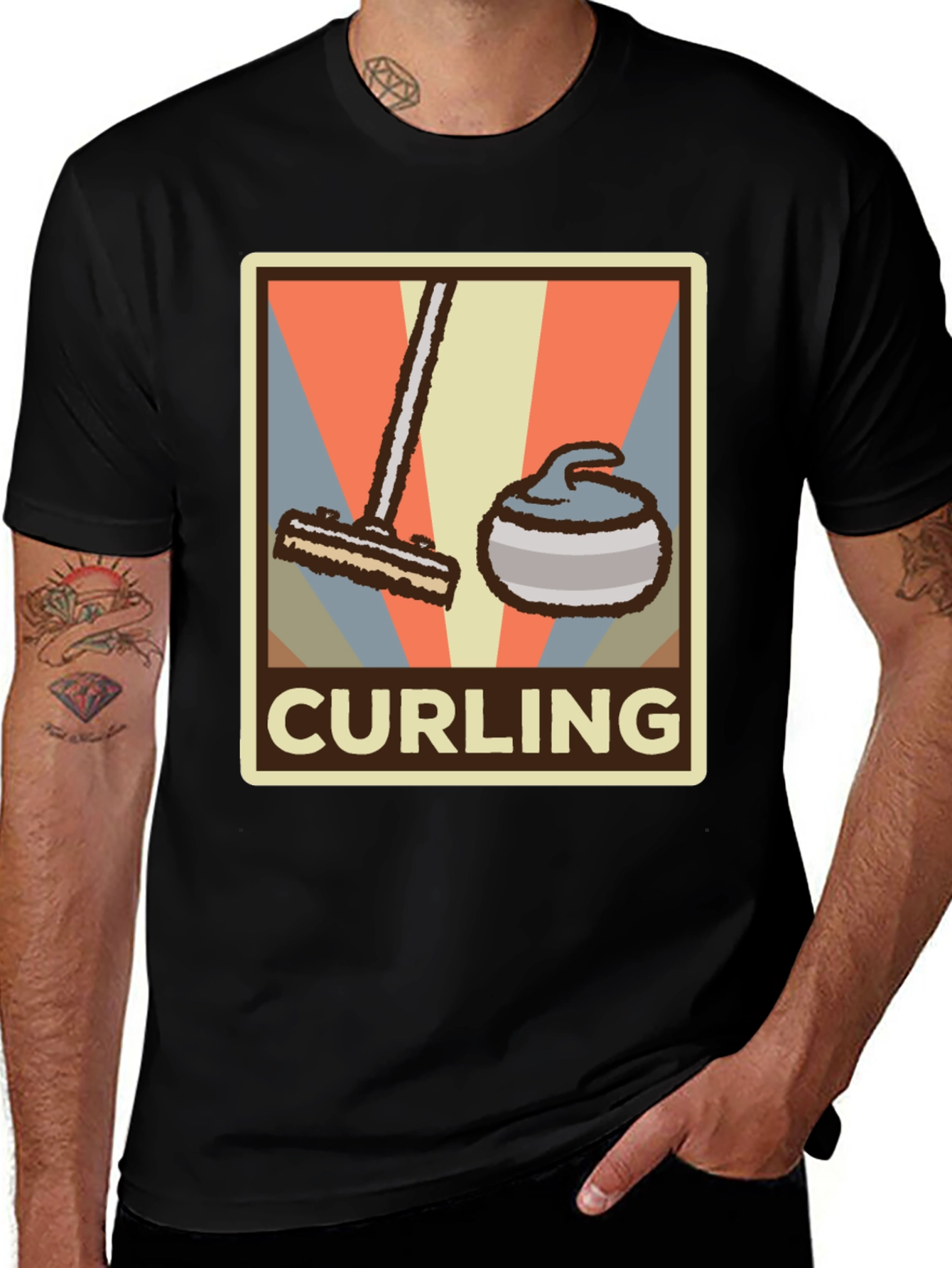 Variant 28 of Retro Curling T-Shirt - Vintage Style Sports Tee