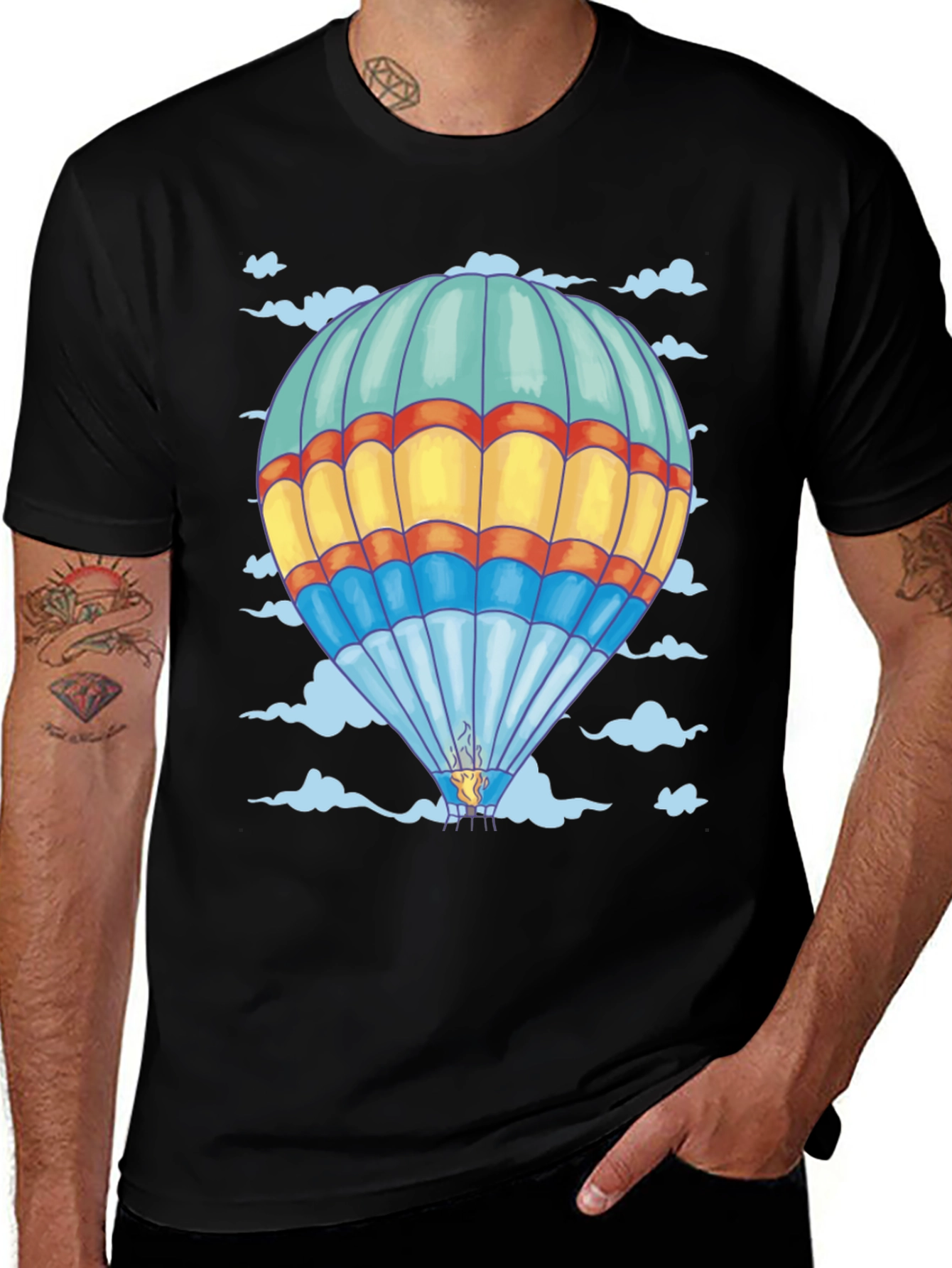 Variant 11 of Balloon Print Tee - Black Cotton Comfort