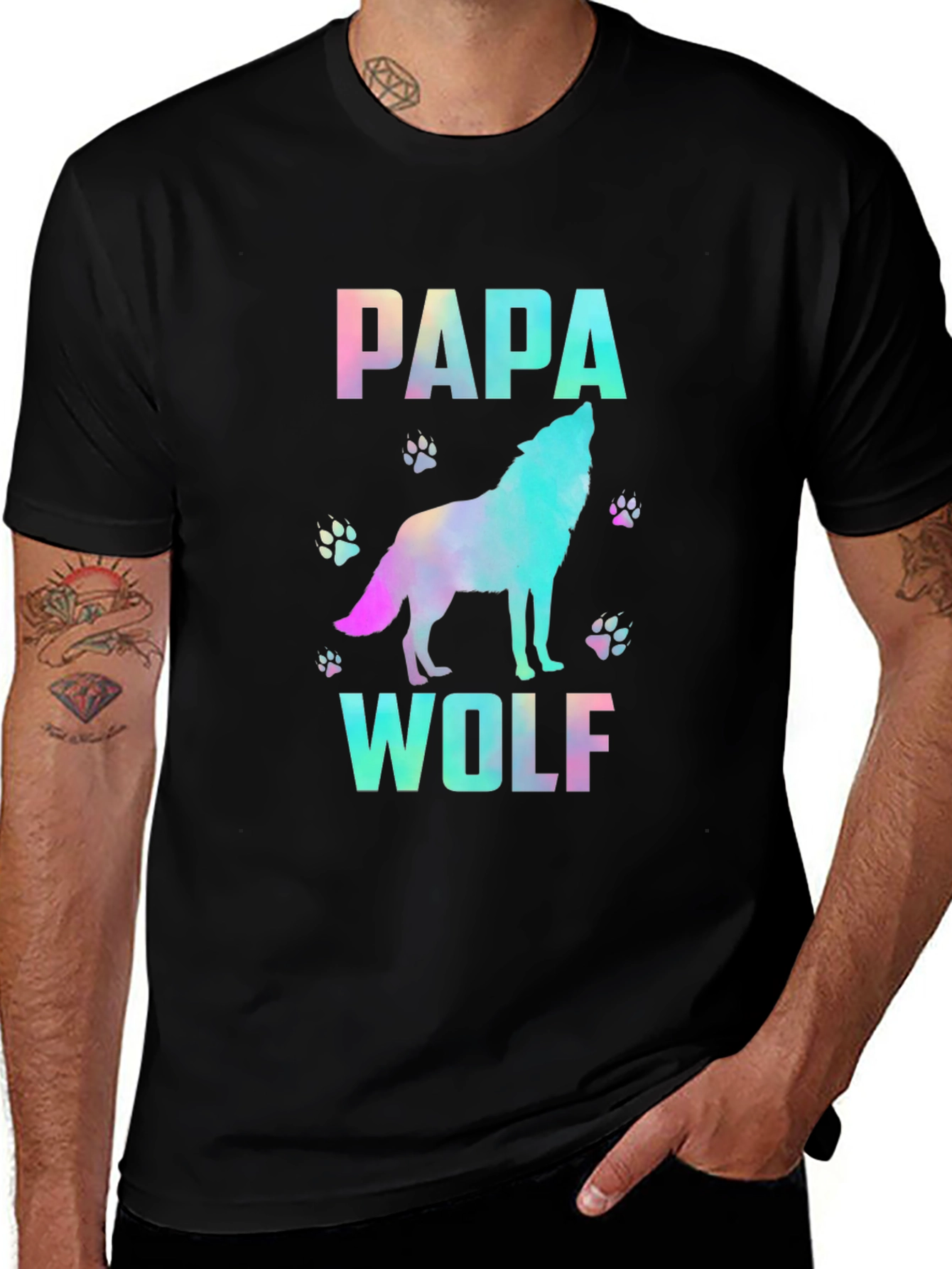 Variant 13 of Papa Wolf Graphic T-Shirt - Men's Black Tee