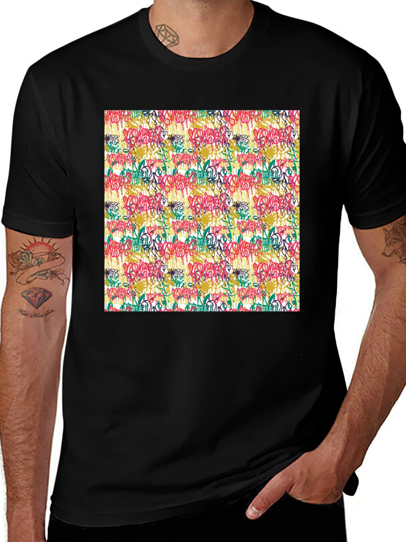 Variant 3 of Graffiti Art Print Black T-Shirt