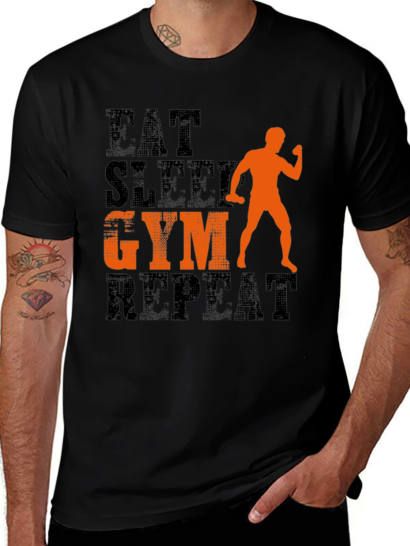 Variant 4 of Gym Workout Tee: Eat Sleep Gym Repeat Graphic T-Shirt