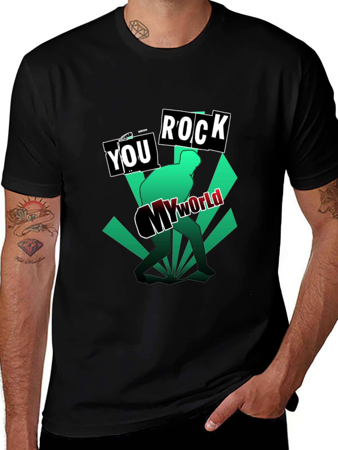 Variant 16 of Rock My World Black T-Shirt for Music Lovers