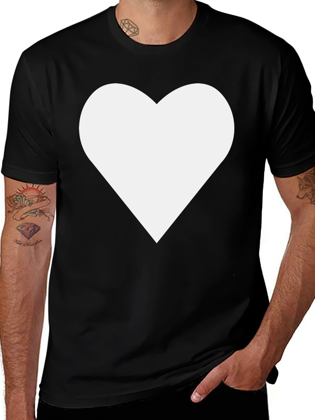 Variant 17 of Black Tee with White Heart Graphic