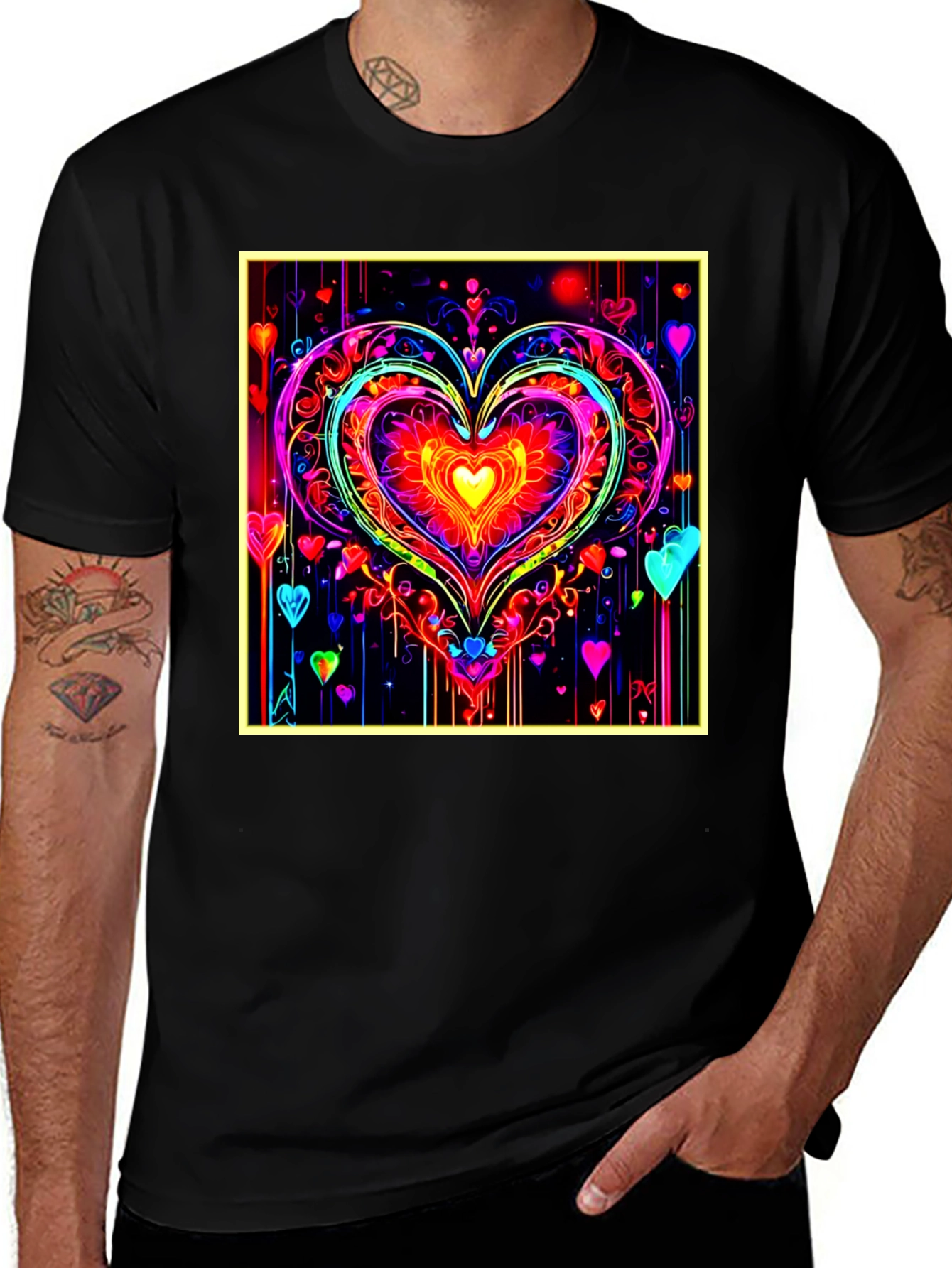 Variant 3 of Neon Heart Graphic Tee - Bold & Vibrant