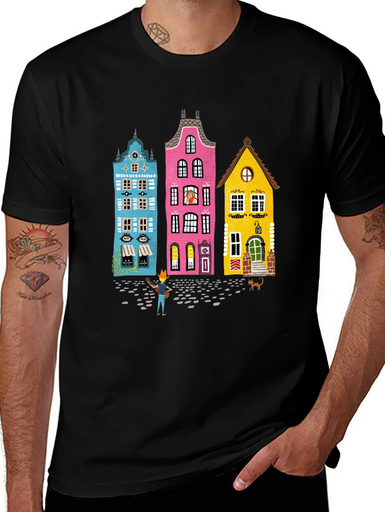 Variant 22 of Whimsical Amsterdam House Graphic Tee