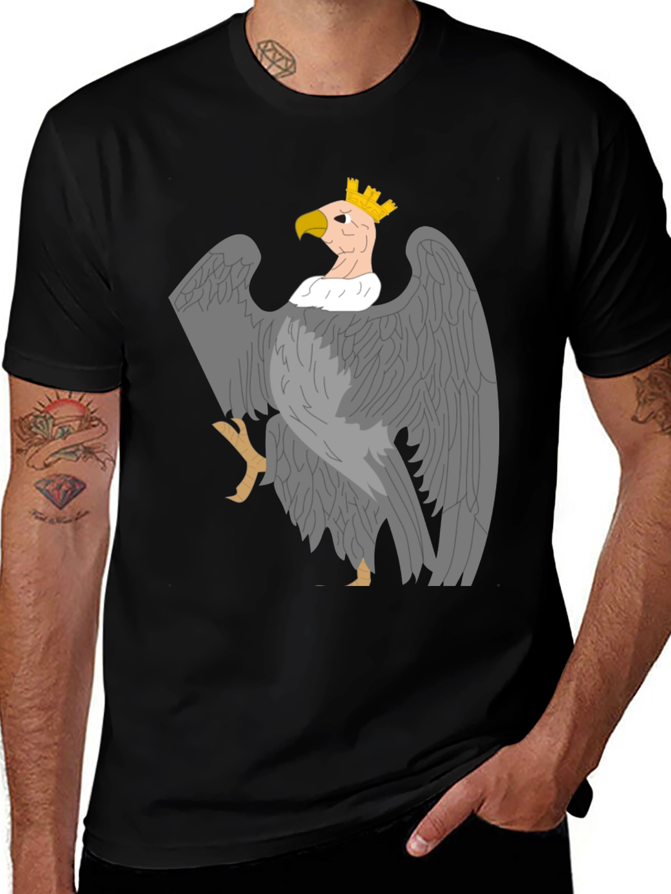 Variant 5 of Crowned Vulture Graphic Tee - Premium Black Cotton