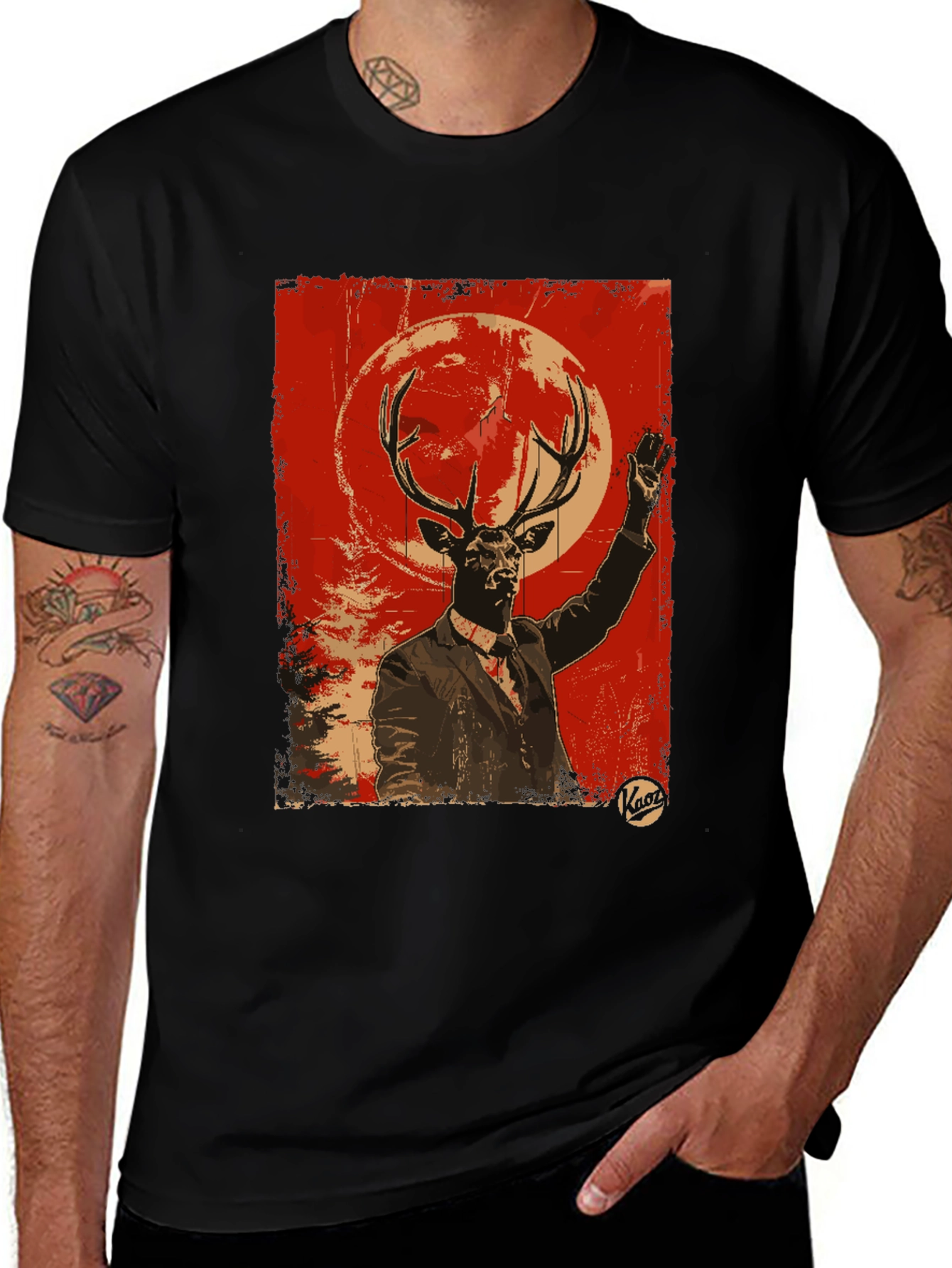 Variant 4 of Deer Man Graphic Tee - Unique Animal Art T-Shirt