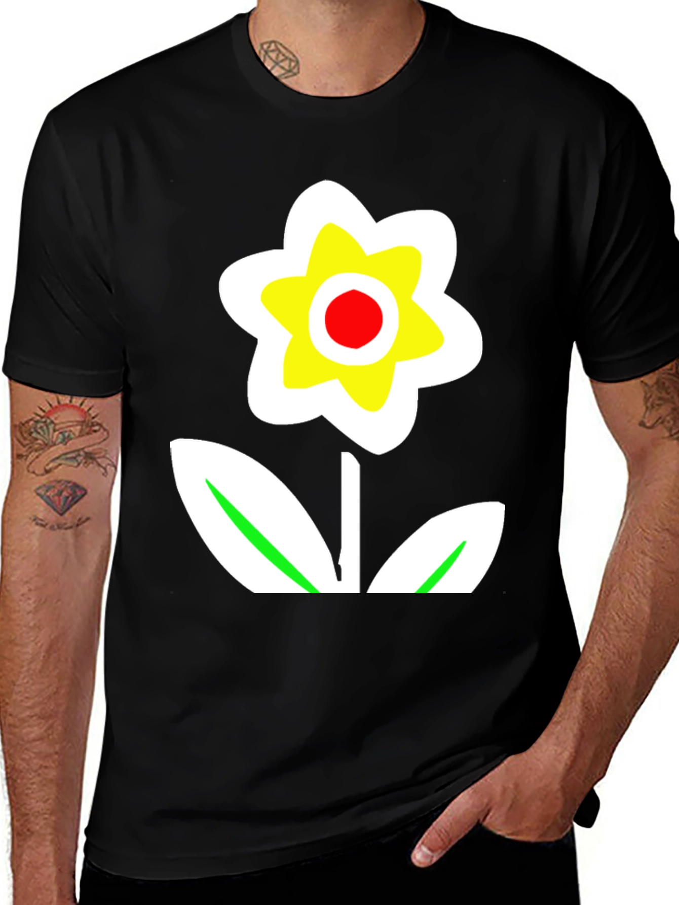 Variant 16 of Bold Flower Graphic Tee - Black