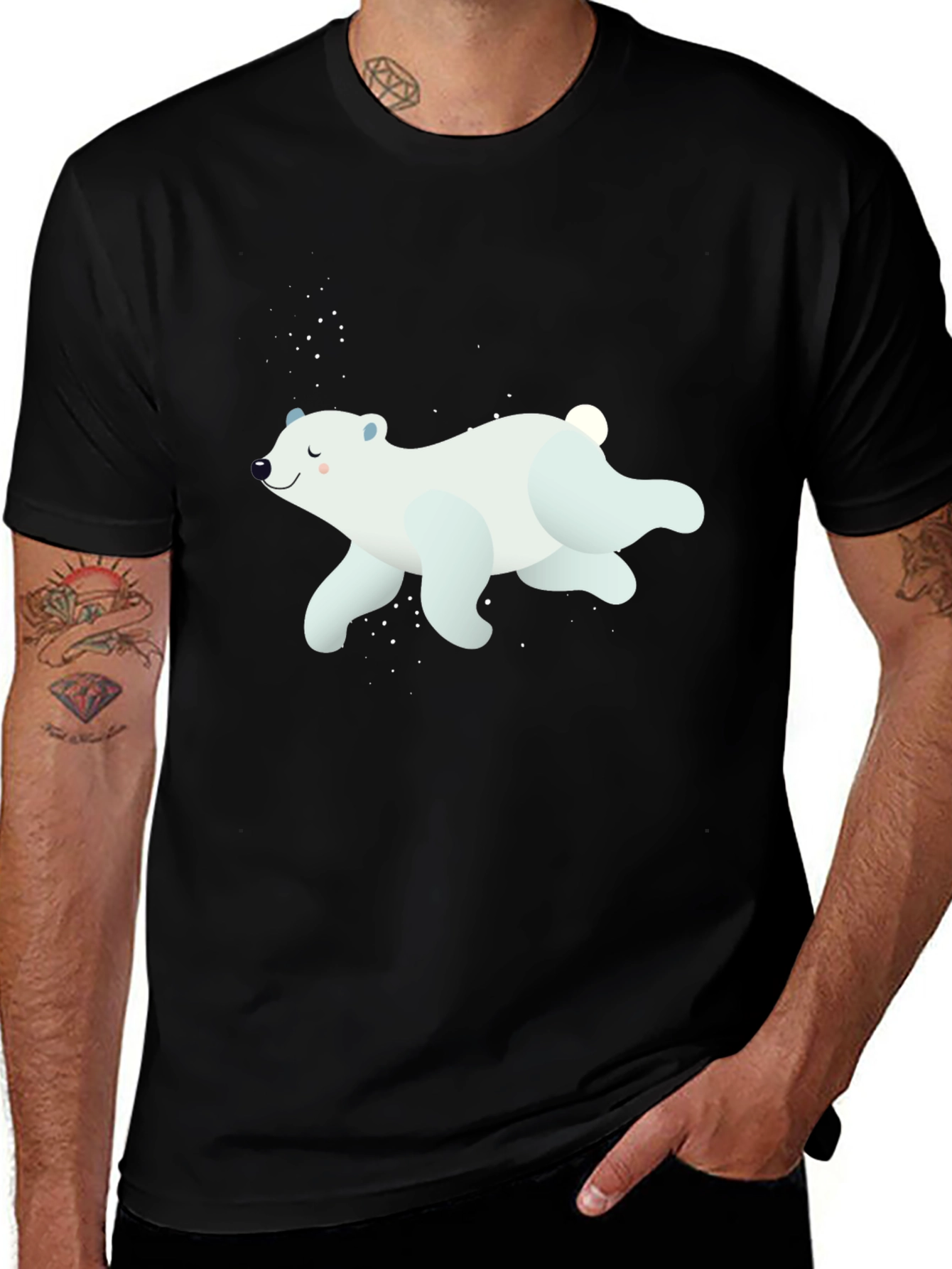 Variant 12 of Polar Bear Graphic Tee - Black Crew Neck Shirt