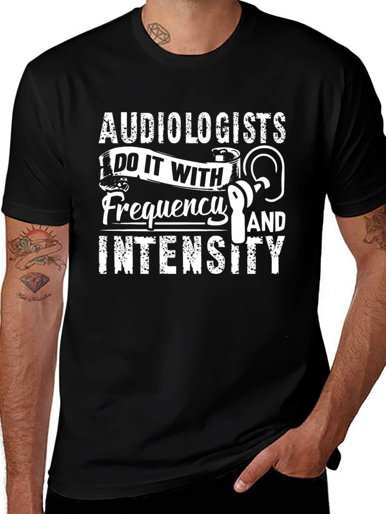 Audiologist Frequency & Intensity Black Graphic Tee