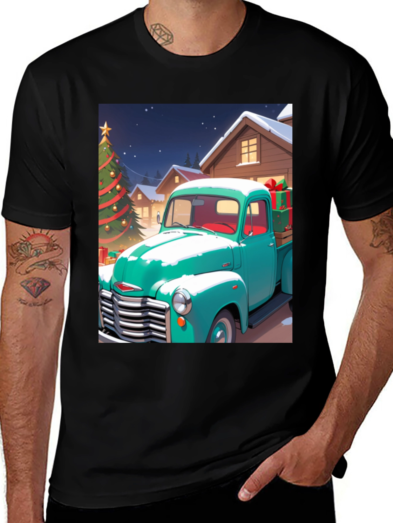 Black Christmas Truck Graphic Tee main image