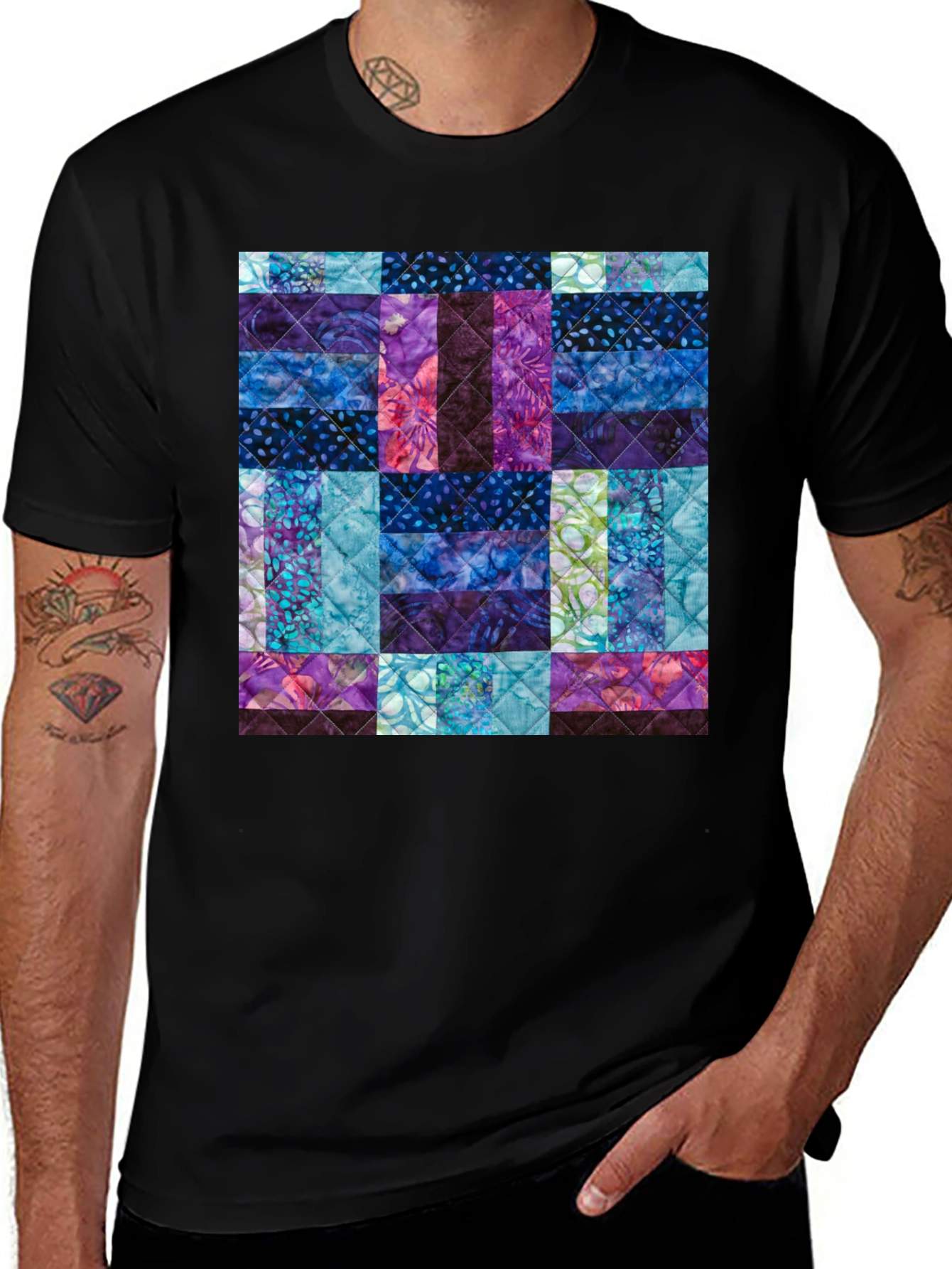 Variant 27 of Quilted Pattern T-Shirt - Modern Abstract Design