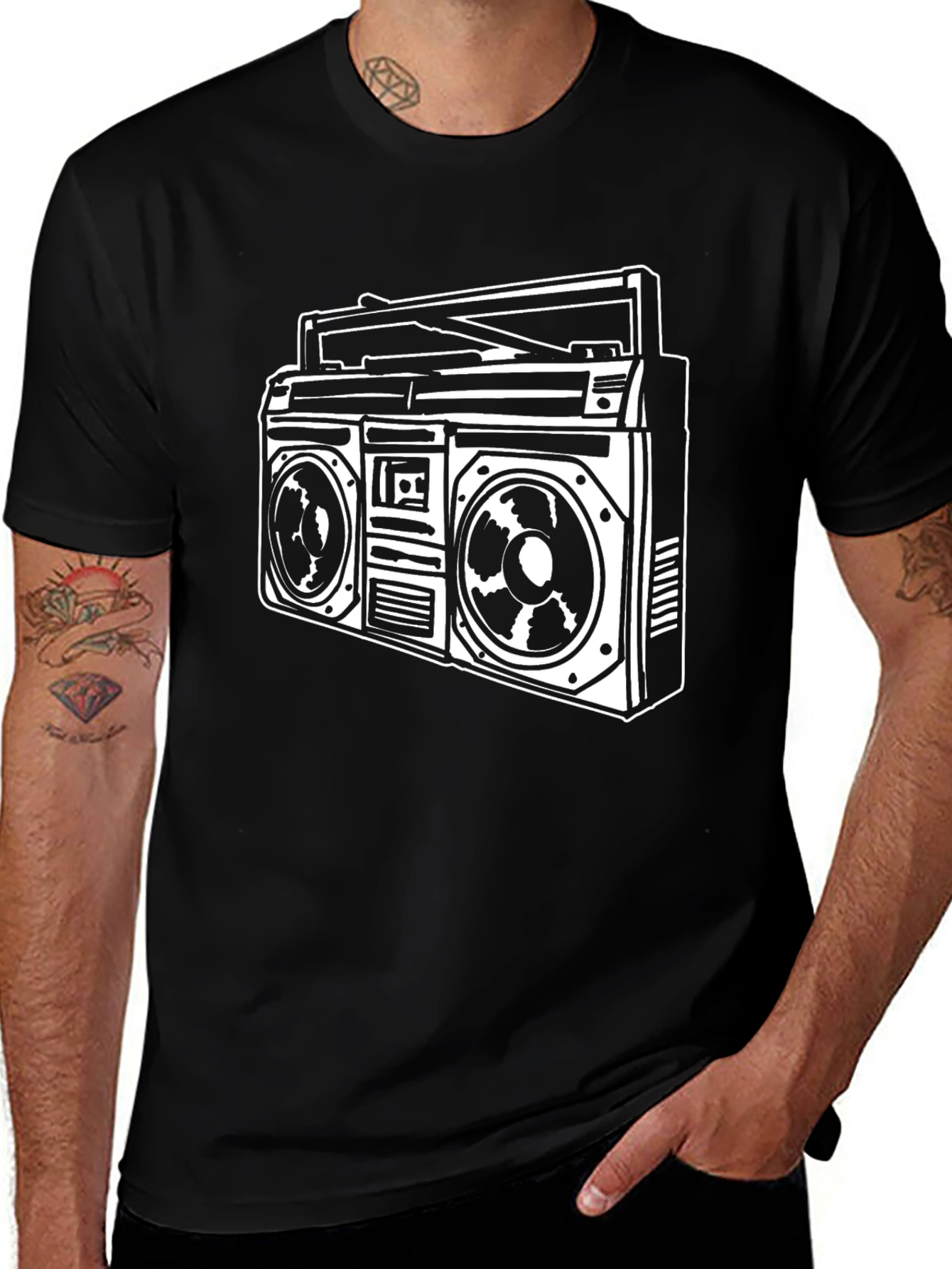 Variant 12 of Retro Boombox Graphic Tee - Black