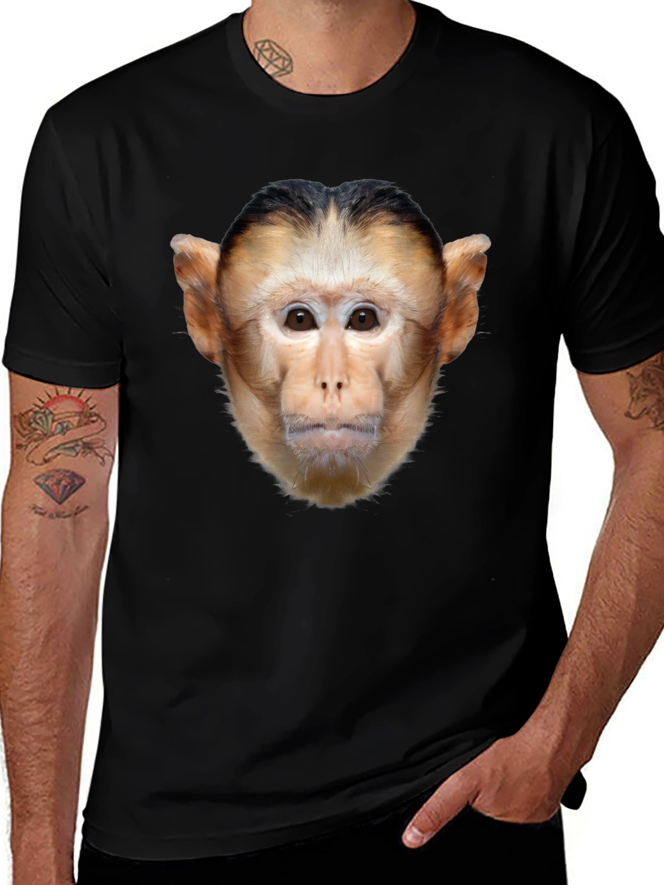 Variant 16 of Monkey Face Graphic T-Shirt - Black