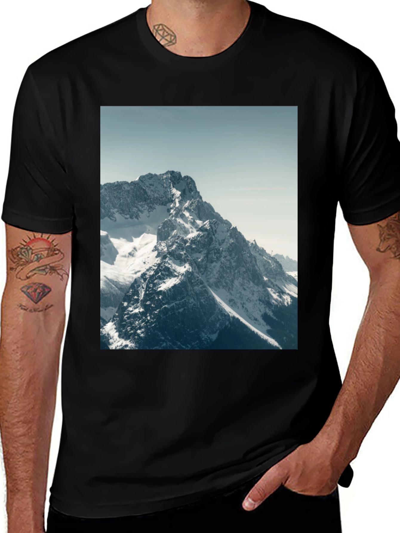 Variant 16 of Mountain Peak Graphic Tee - Black Cotton T-Shirt