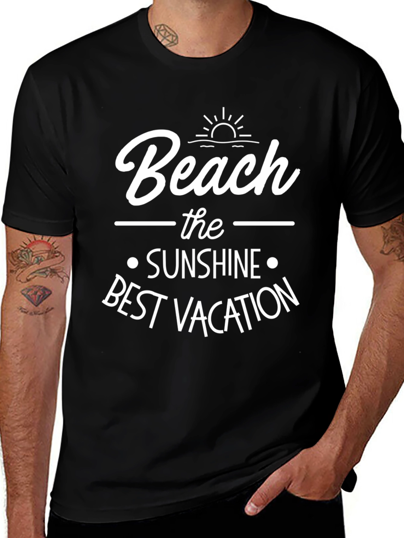 Beach Sunshine Vacation Graphic Tee - Black Unisex T-Shirt