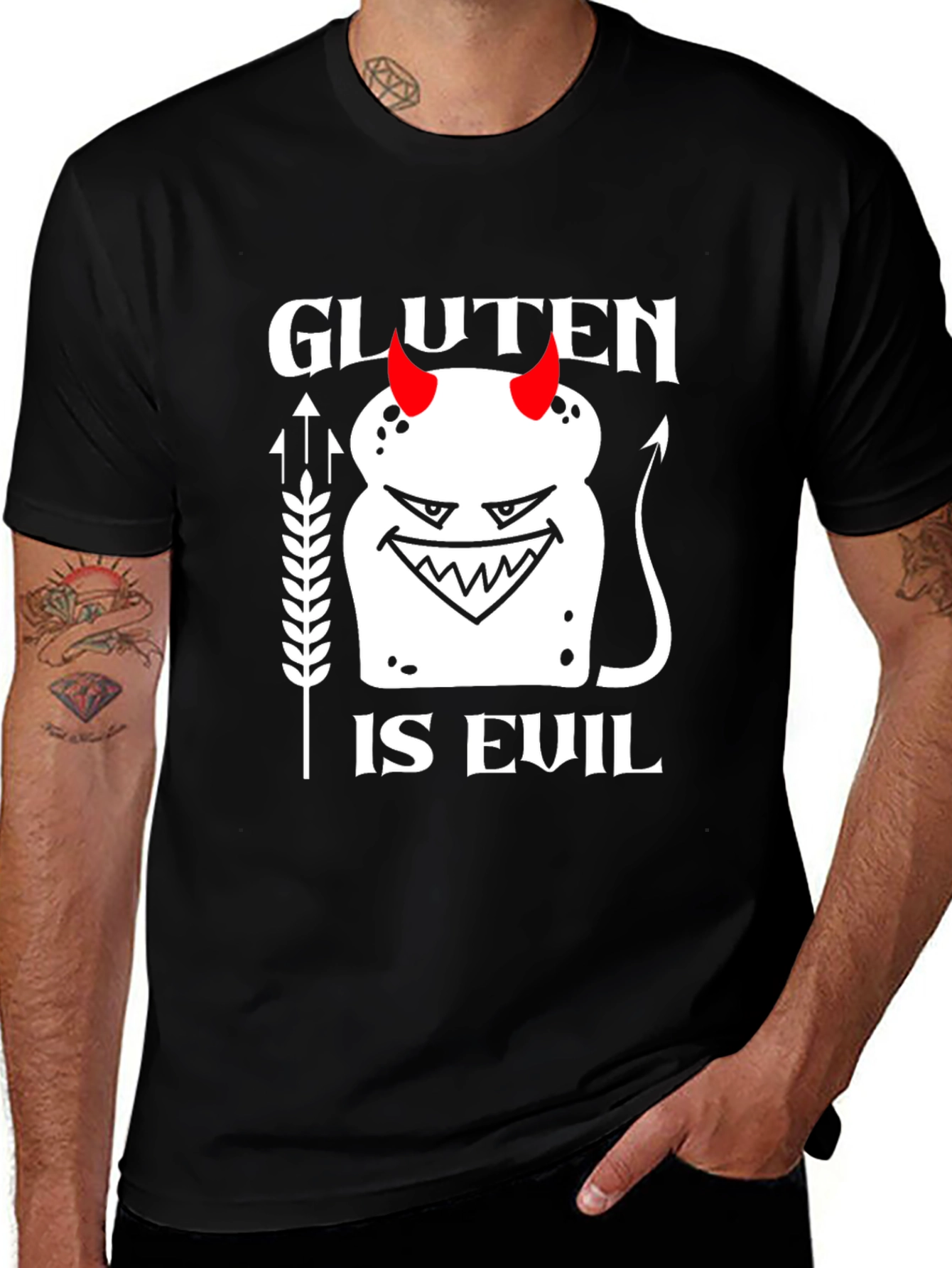 Gluten is Evil Graphic Tee - Black Cotton T-Shirt