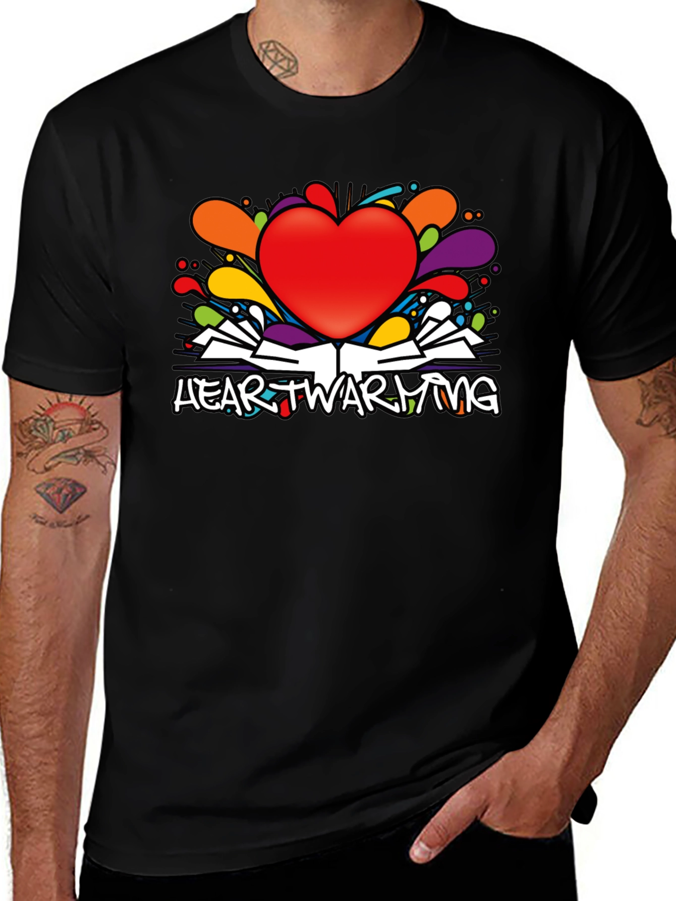 Variant 18 of Heartwarming Graphic Tee - Black Cotton T-Shirt