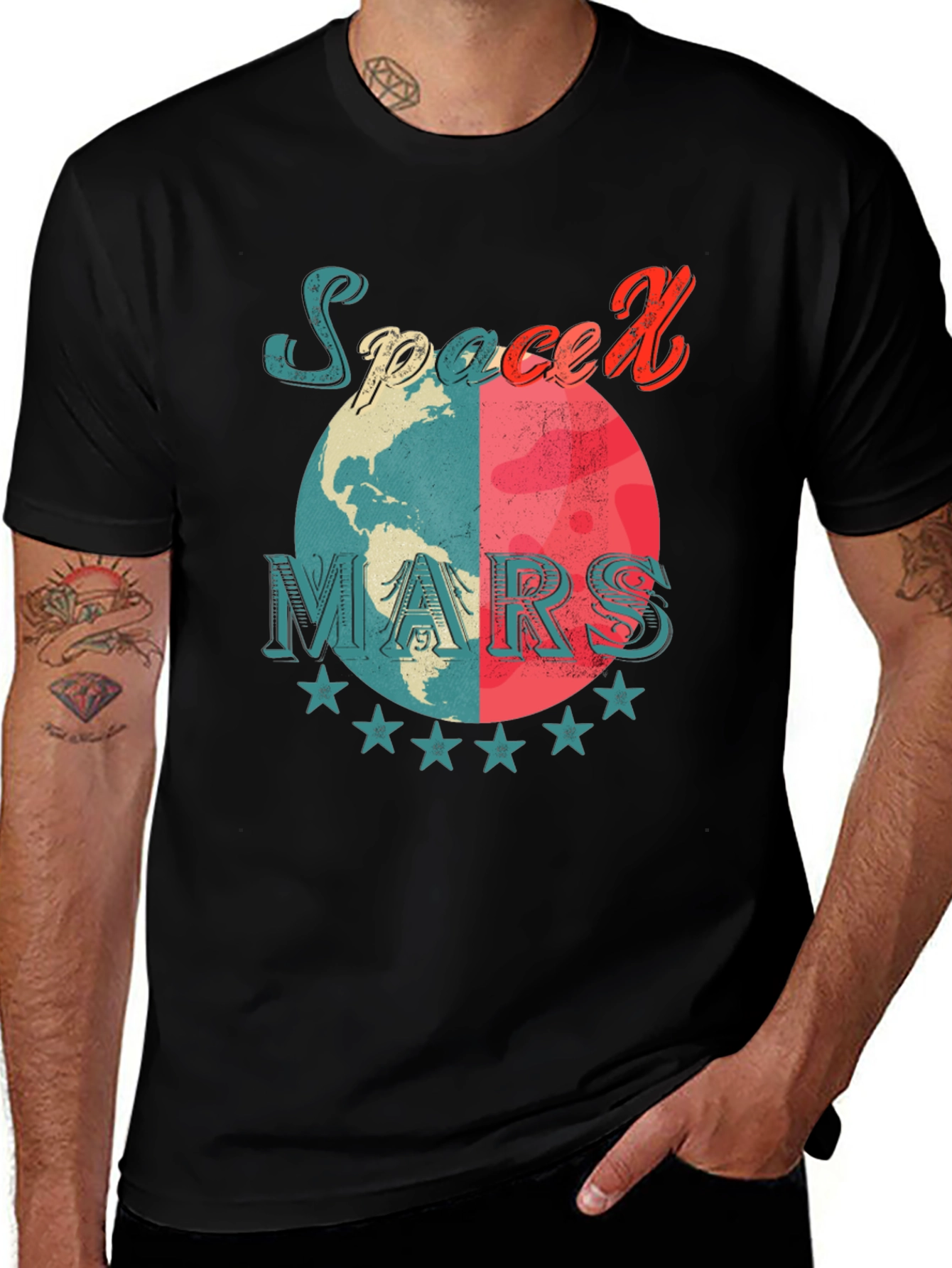 SpaceX Mars Graphic T-Shirt - Retro Design