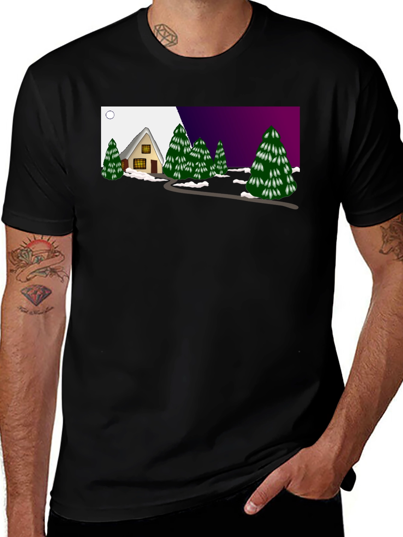 Winter Cabin Graphic Tee - Cozy and Unique
