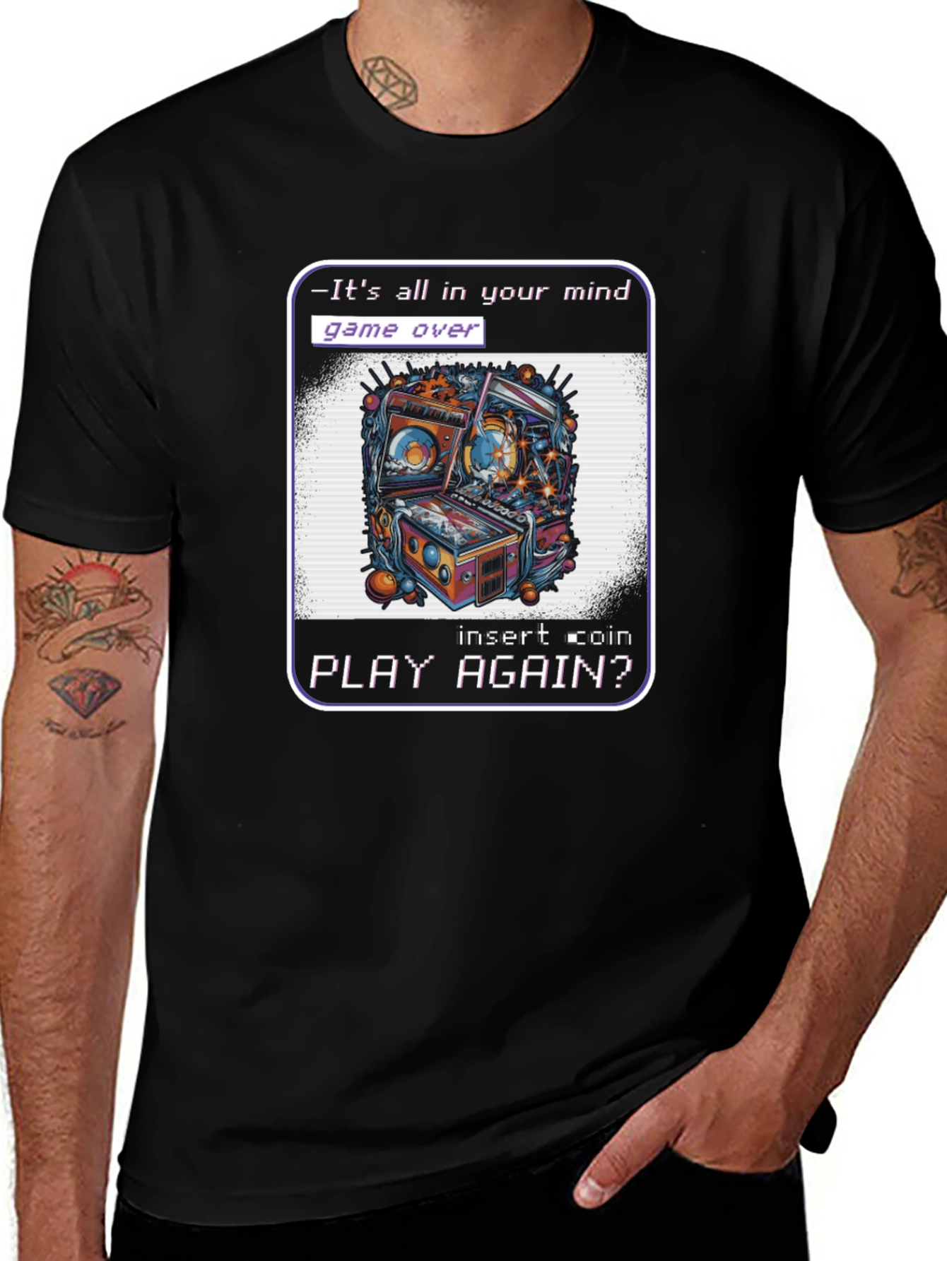 Variant 9 of Retro Arcade Game Over Graphic Tee - Play Again T-Shirt