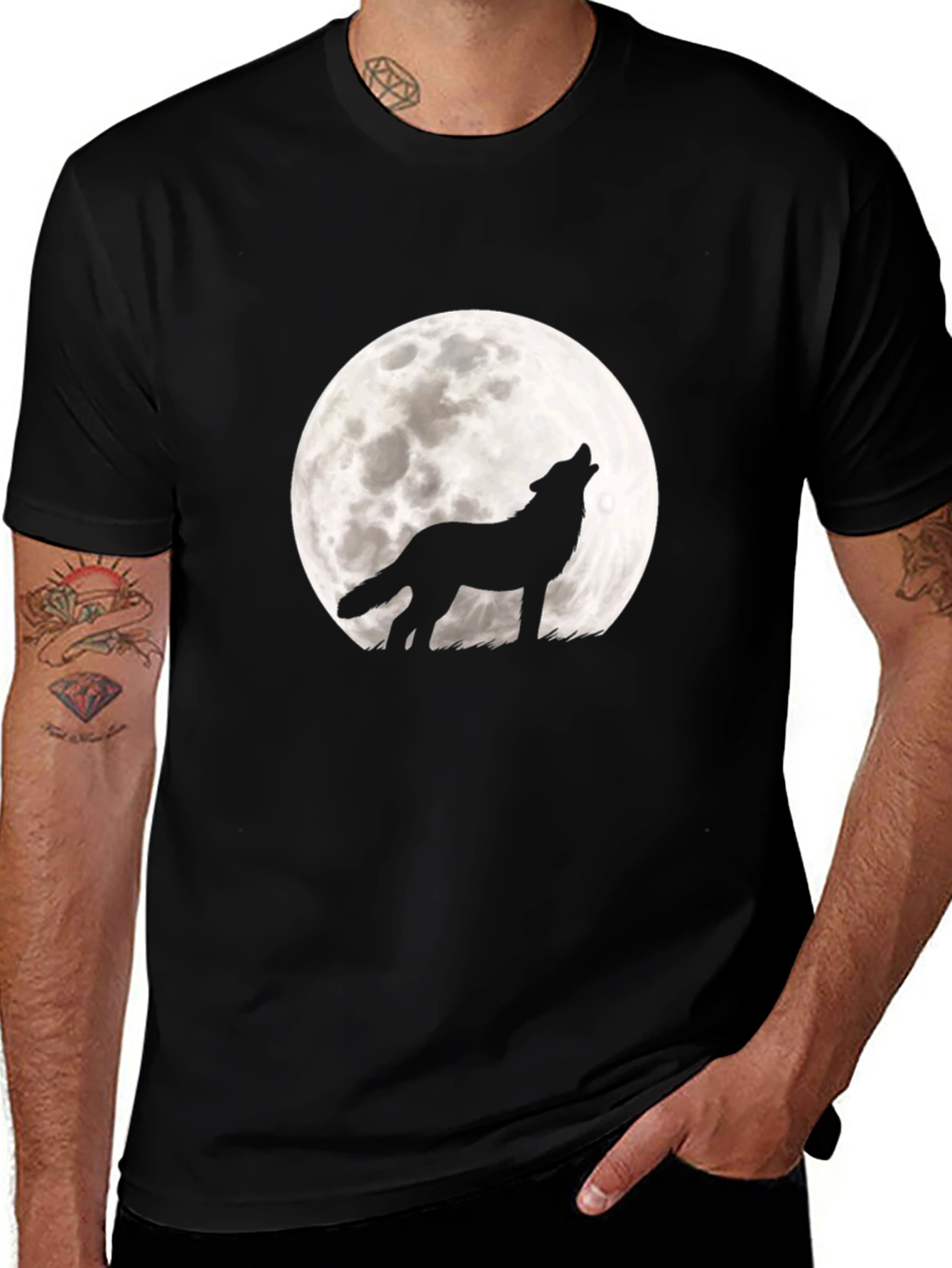 Variant 27 of Wolf Howling at Moon Graphic T-Shirt