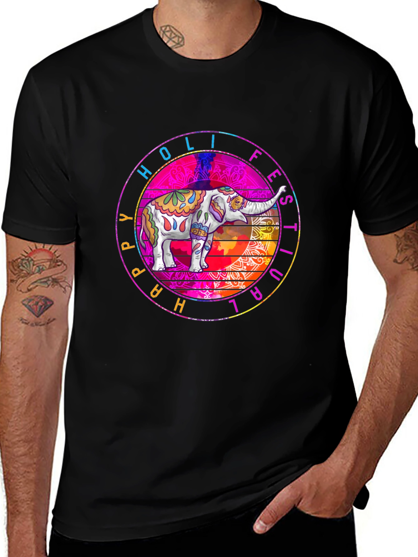 Holi Festival Elephant Graphic Tee
