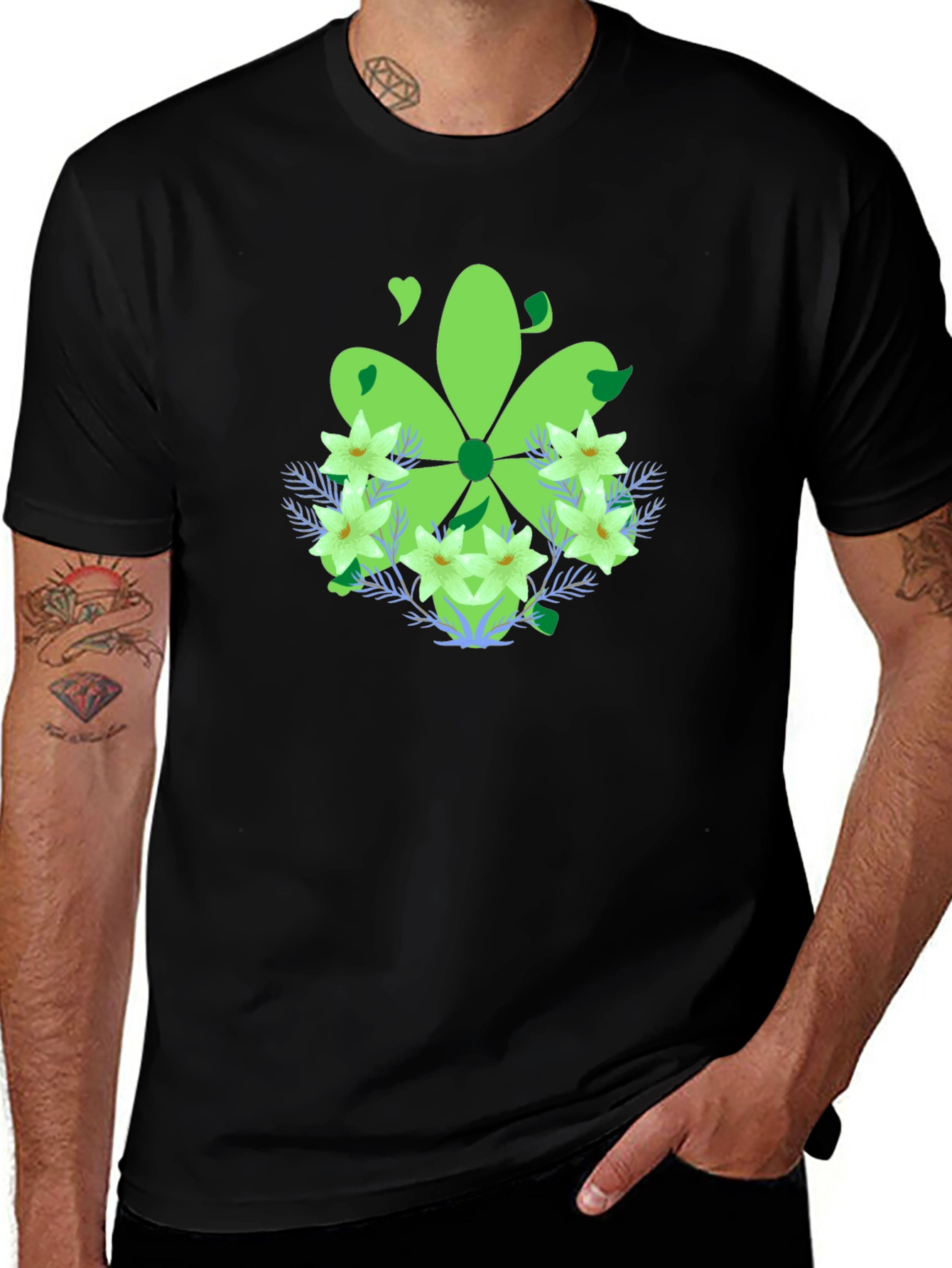 Variant 13 of Green Floral Graphic T-Shirt