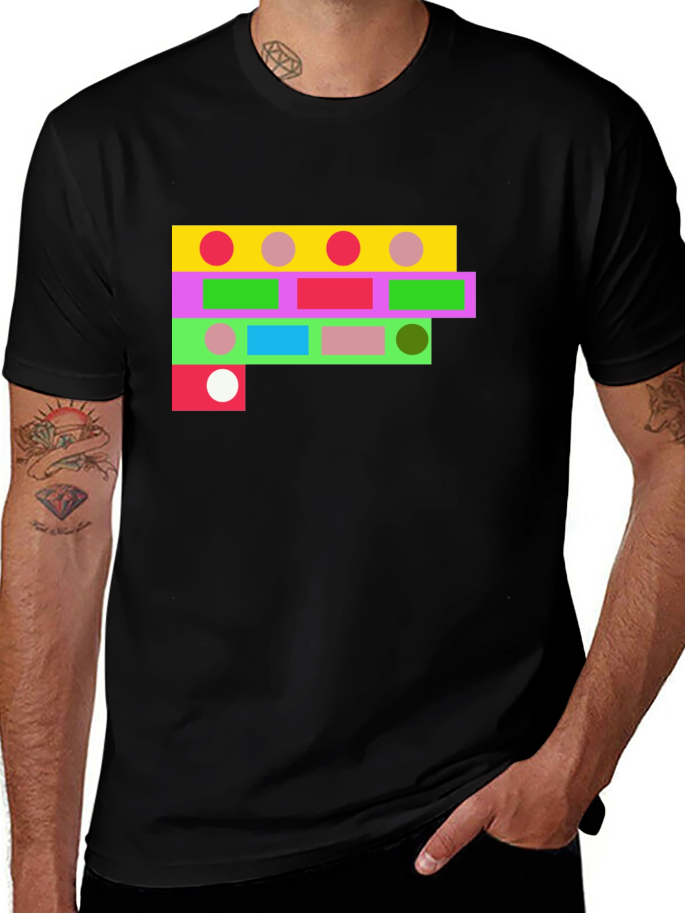 Variant 6 of Geometric Shapes Black T-Shirt