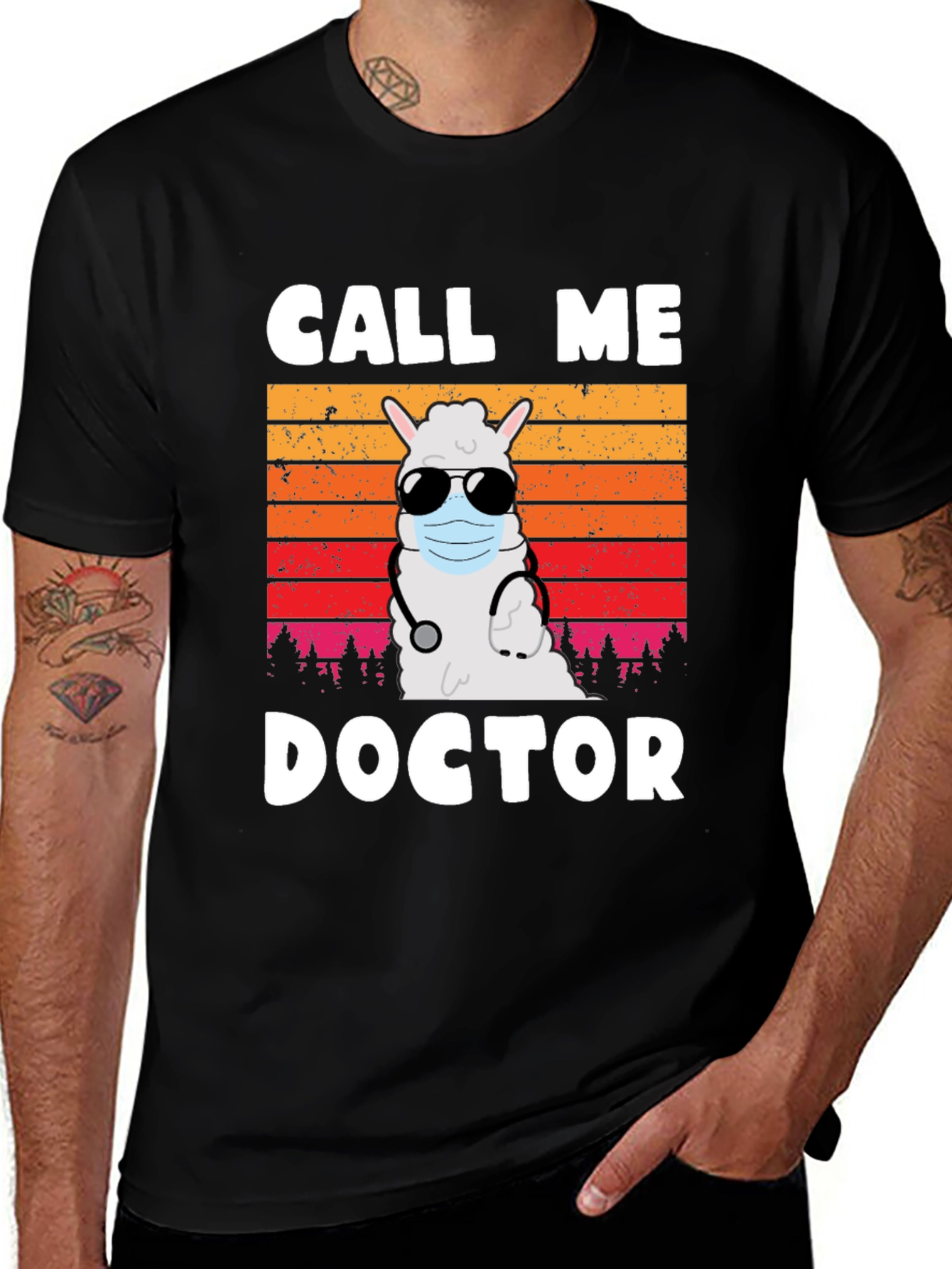 Variant 3 of Call Me Doctor Llama Graphic T-Shirt