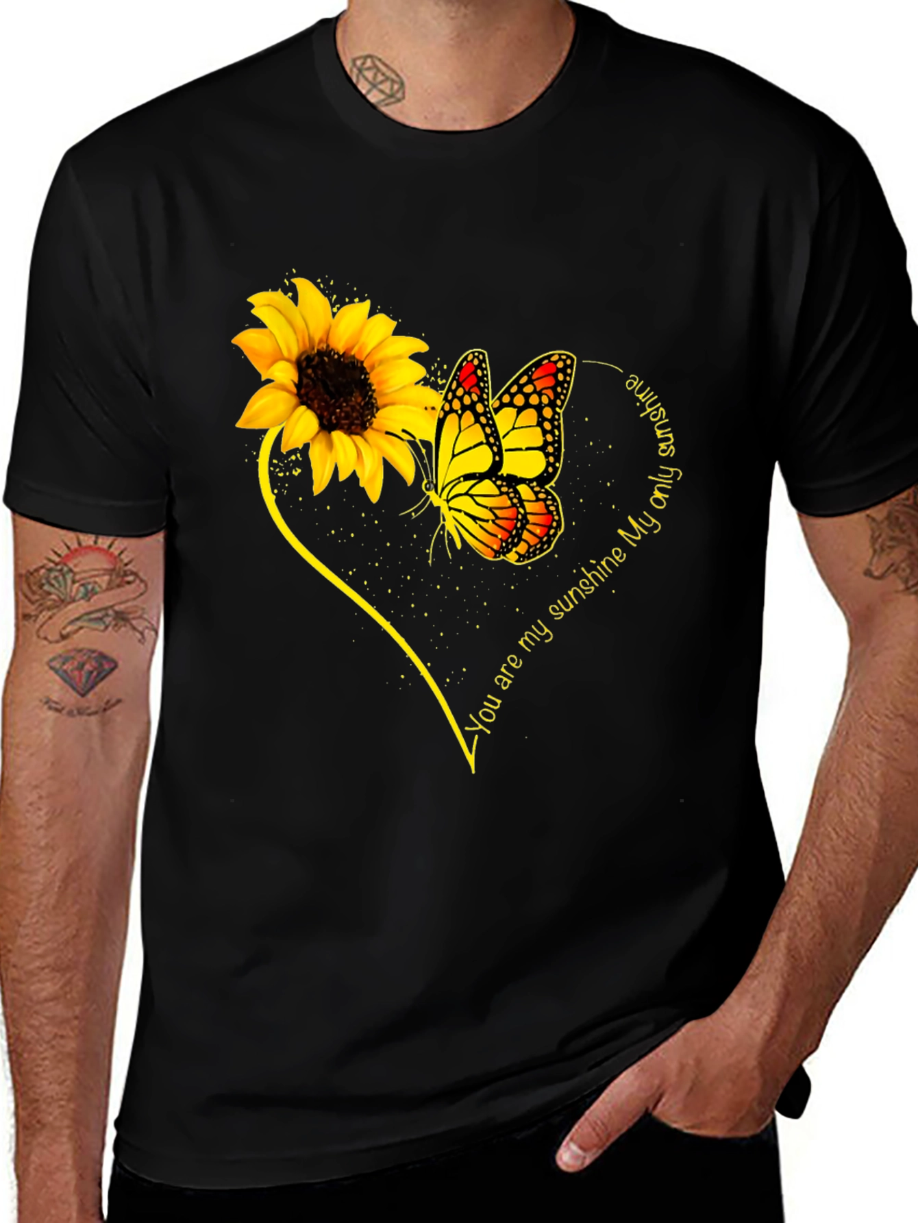Variant 22 of Sunflower & Butterfly T-Shirt - You Are My Sunshine