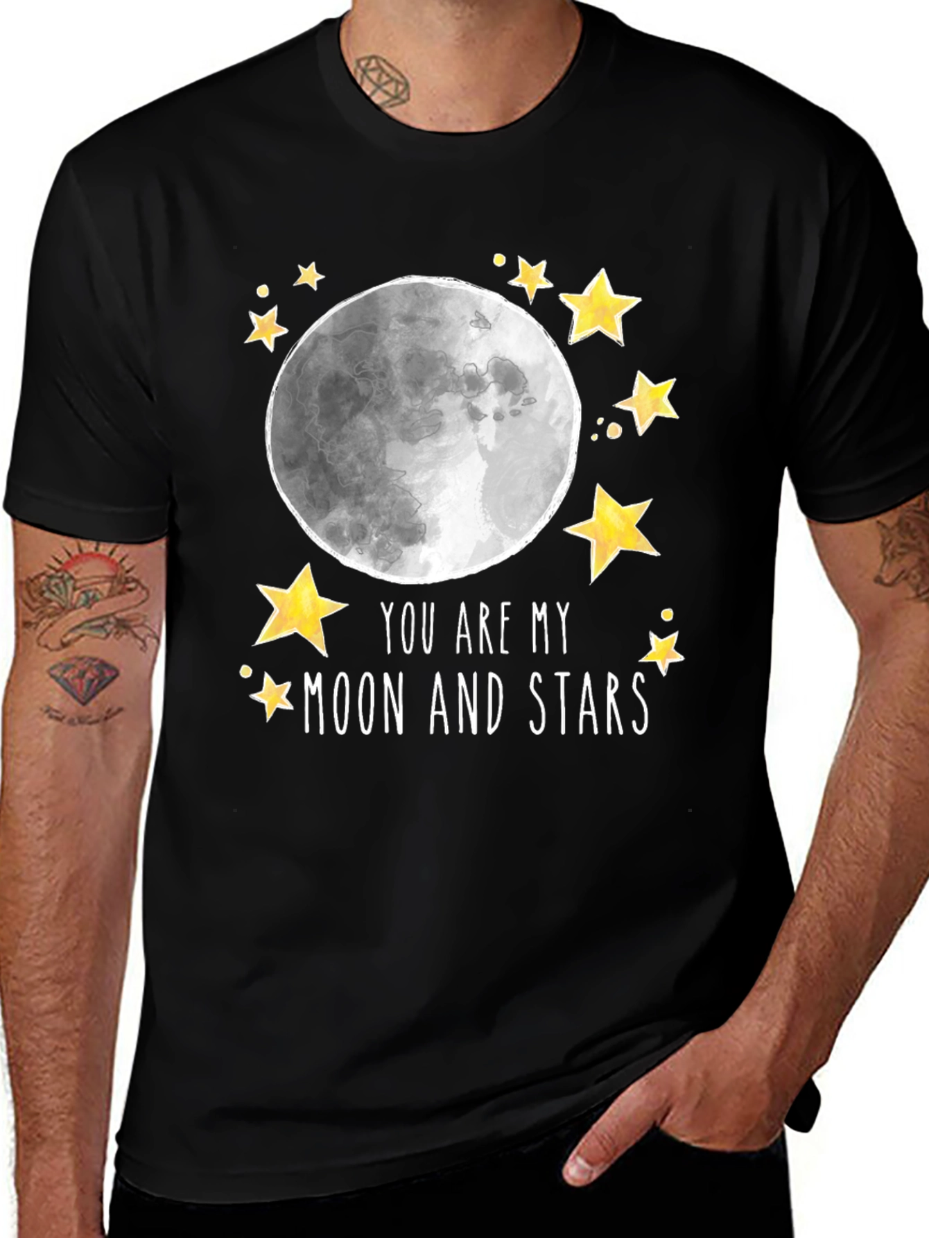 Variant 18 of Moon & Stars Graphic Tee - Black Unisex T-Shirt